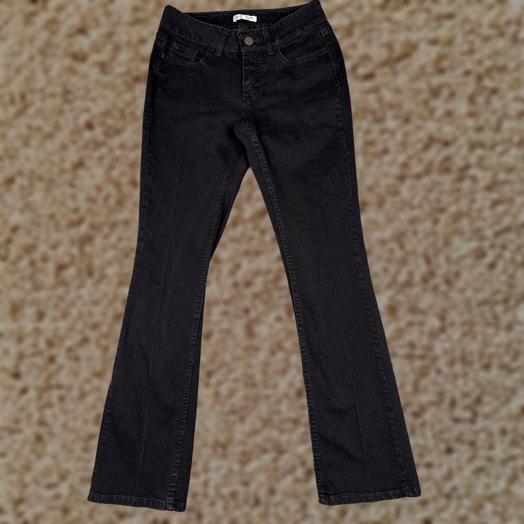 Vintage Riders by Lee Womens Bootcut Jeans Black Dark Wash Mid Rise Stretch 28x33 5-Pocket Denim Zipper Button Embroidered Back Pockets N/A Size 30" / US 8 / IT 44 - 1 Thumbnail