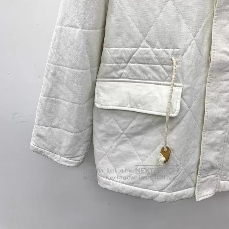 Loewe Loewe White Diamond Pattern Cotton Hooded Drawstring Long Size US M / EU 48-50 / 2 - 4 Thumbnail