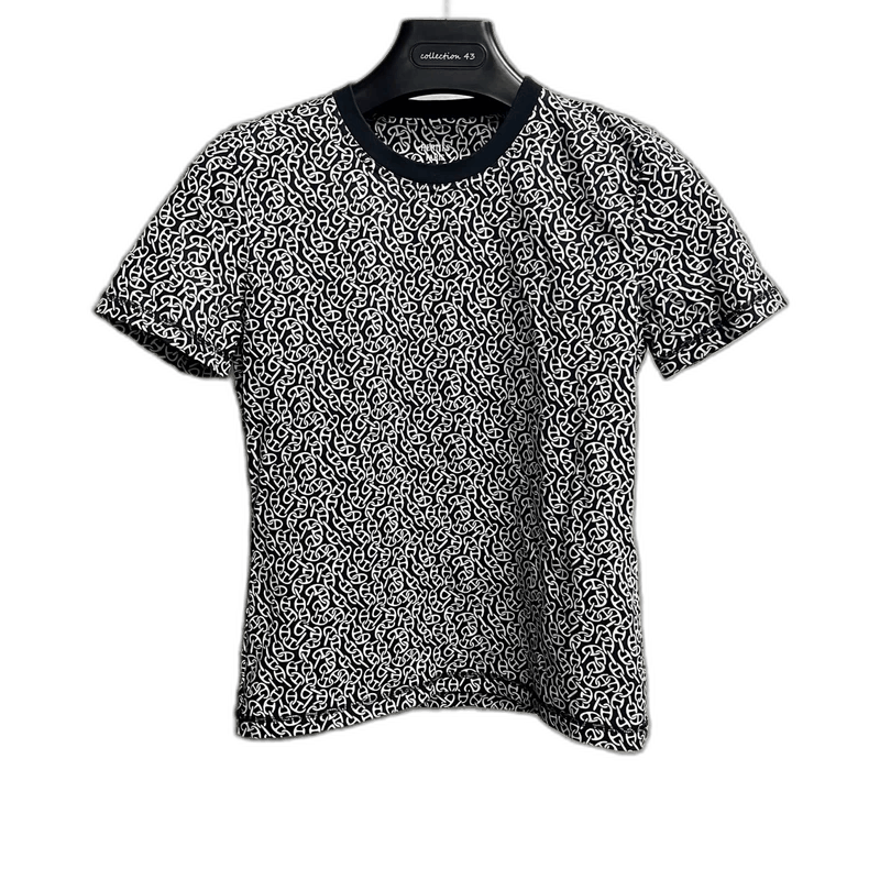 Hermes Black and Blue Patterned Short Sleeve Top Size US M / EU 48-50 / 2 - 1 Thumbnail