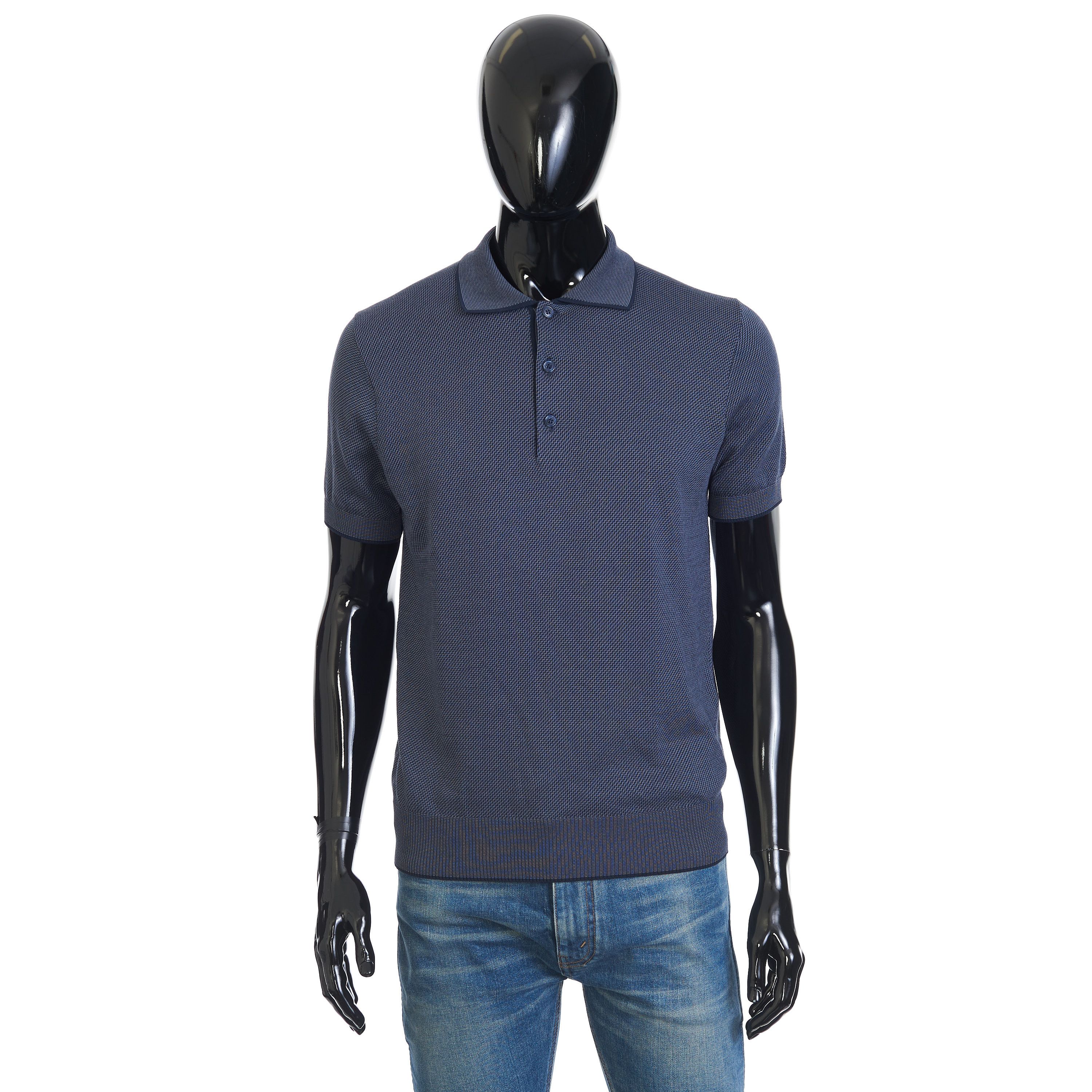 Brioni Polo Shirt In Medium Blue Sea Island Cotton Size US S / EU 44-46 / 1 - 1 Thumbnail
