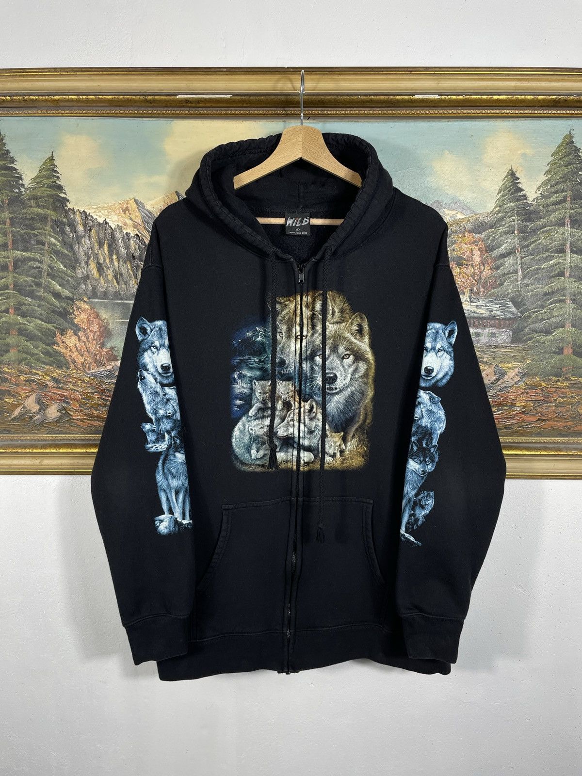 Vintage Vintage Wild Zip Hoodie Sweatshirt Vintage Y2k Wolf Print Size US L / EU 52-54 / 3 - 2 Thumbnail