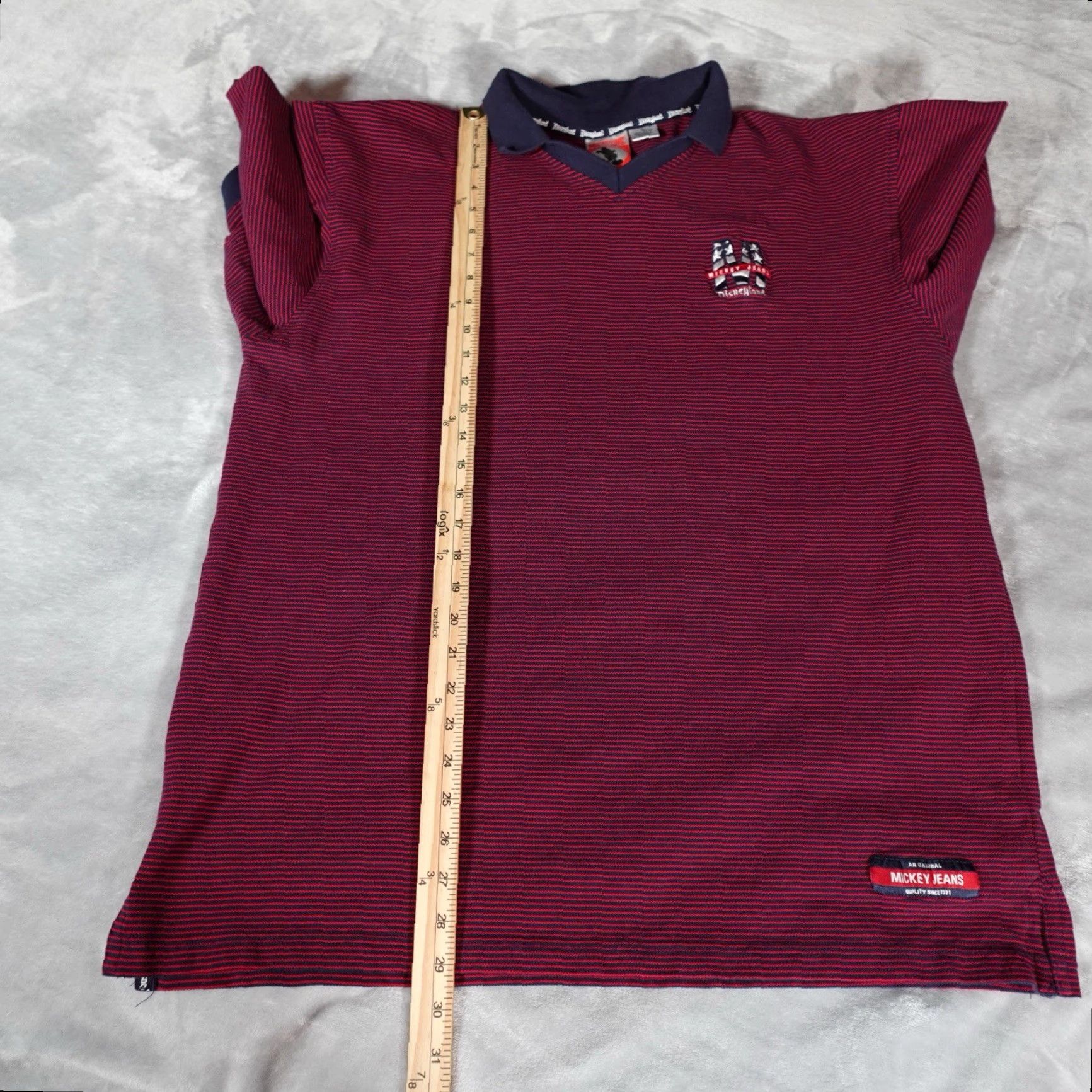 Disney VINTAGE Disney Mickey Jeans Polo Shirt Mens XL Striped Red 90s Logo Embroidered Short Sleeve Classic Fit Size US XL / EU 56 / 4 - 7 Thumbnail