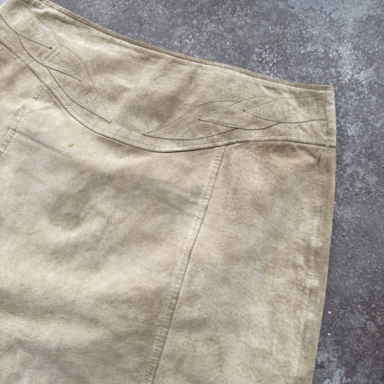 Hysteric Glamour × Vintage Morgan De Toi Vintage 2000's Y2K Suede Leather Midi Skirt Size 29" - 6 Thumbnail