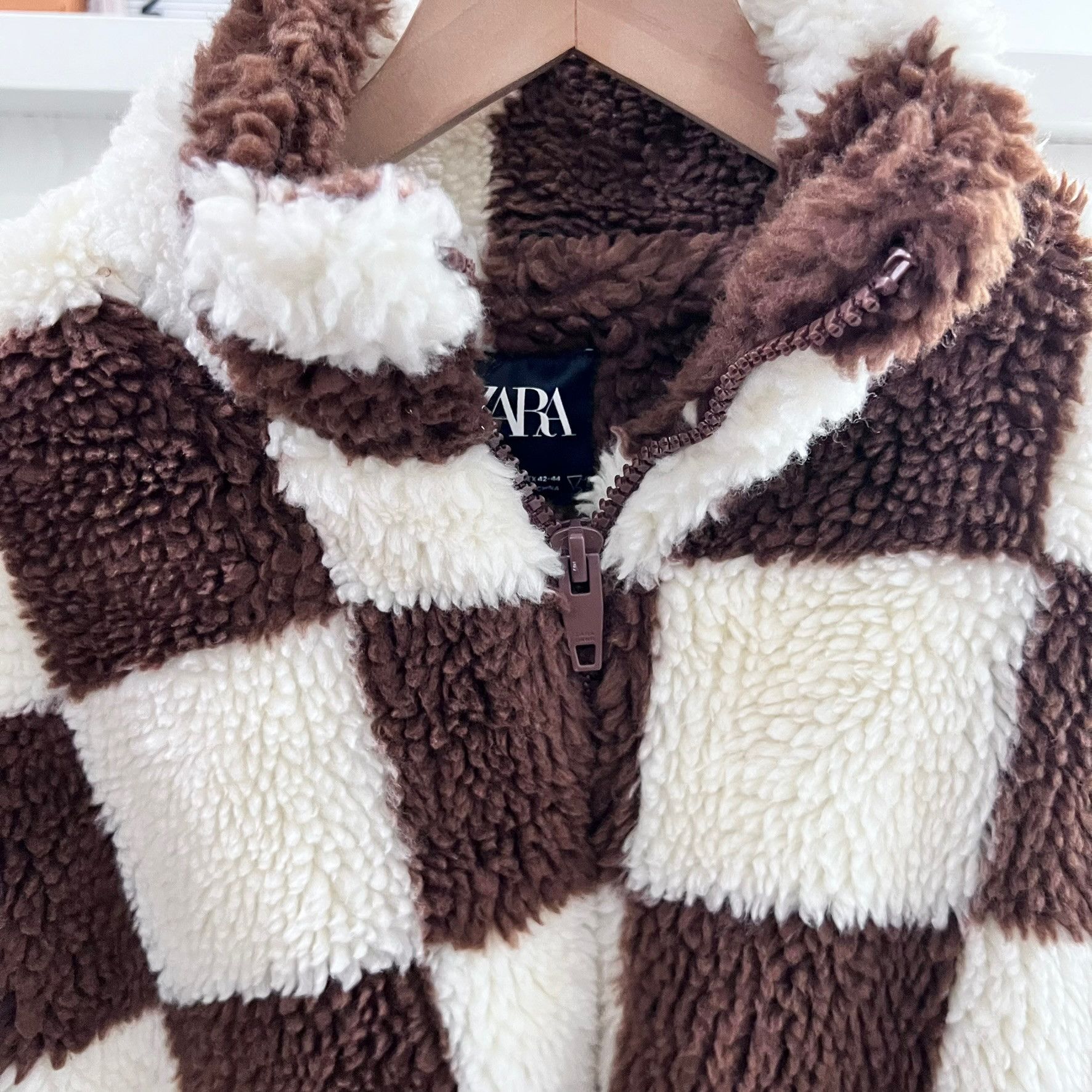 Zara Zara Deep Pile Checkered Fleece Plaid Sherpa Jacket Size US L / EU 52-54 / 3 - 6 Thumbnail
