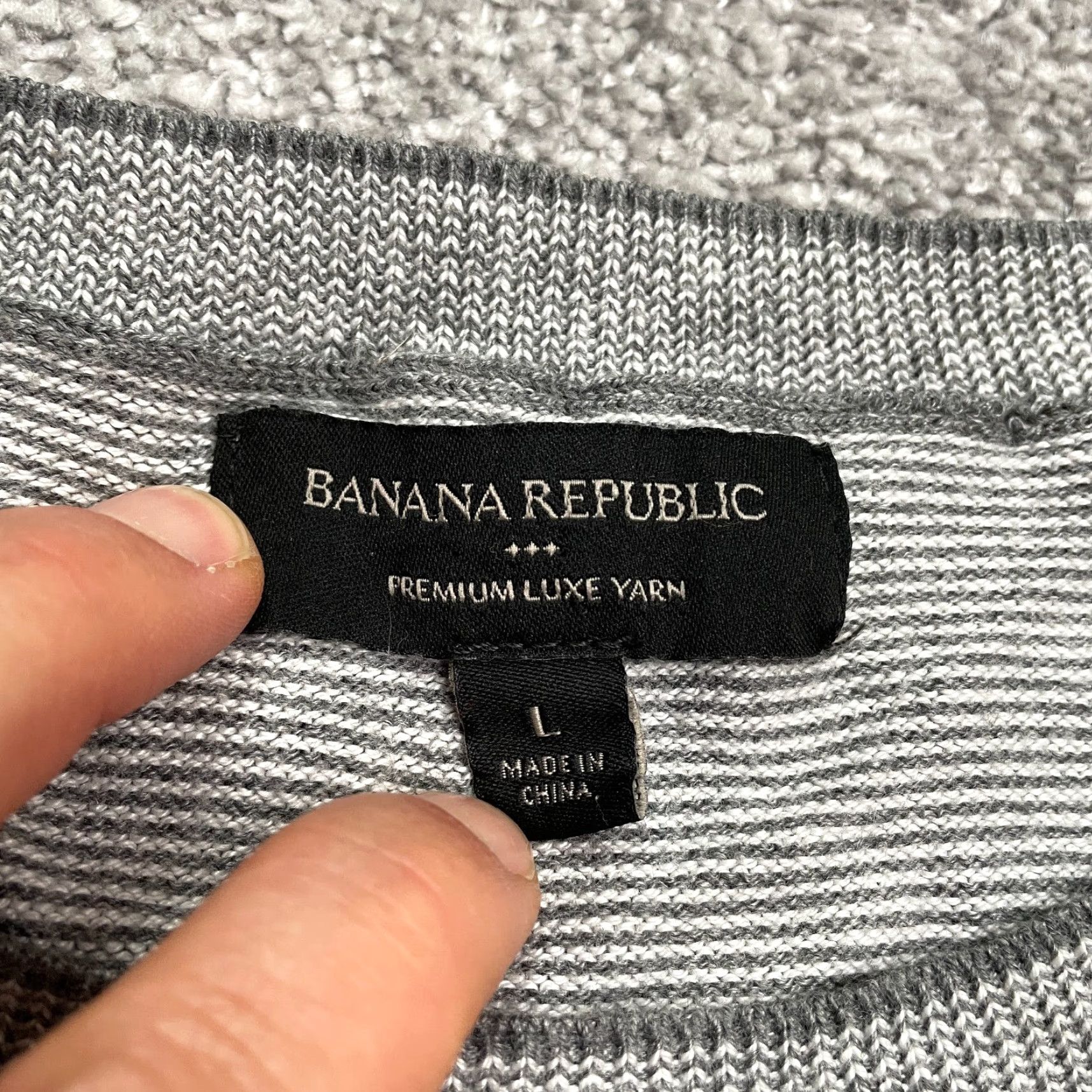 Banana Republic Banana Republic Premium Luxe Yard Men Large Gray Crew Neck Pullover Sweater Knit Size US L / EU 52-54 / 3 - 4 Thumbnail
