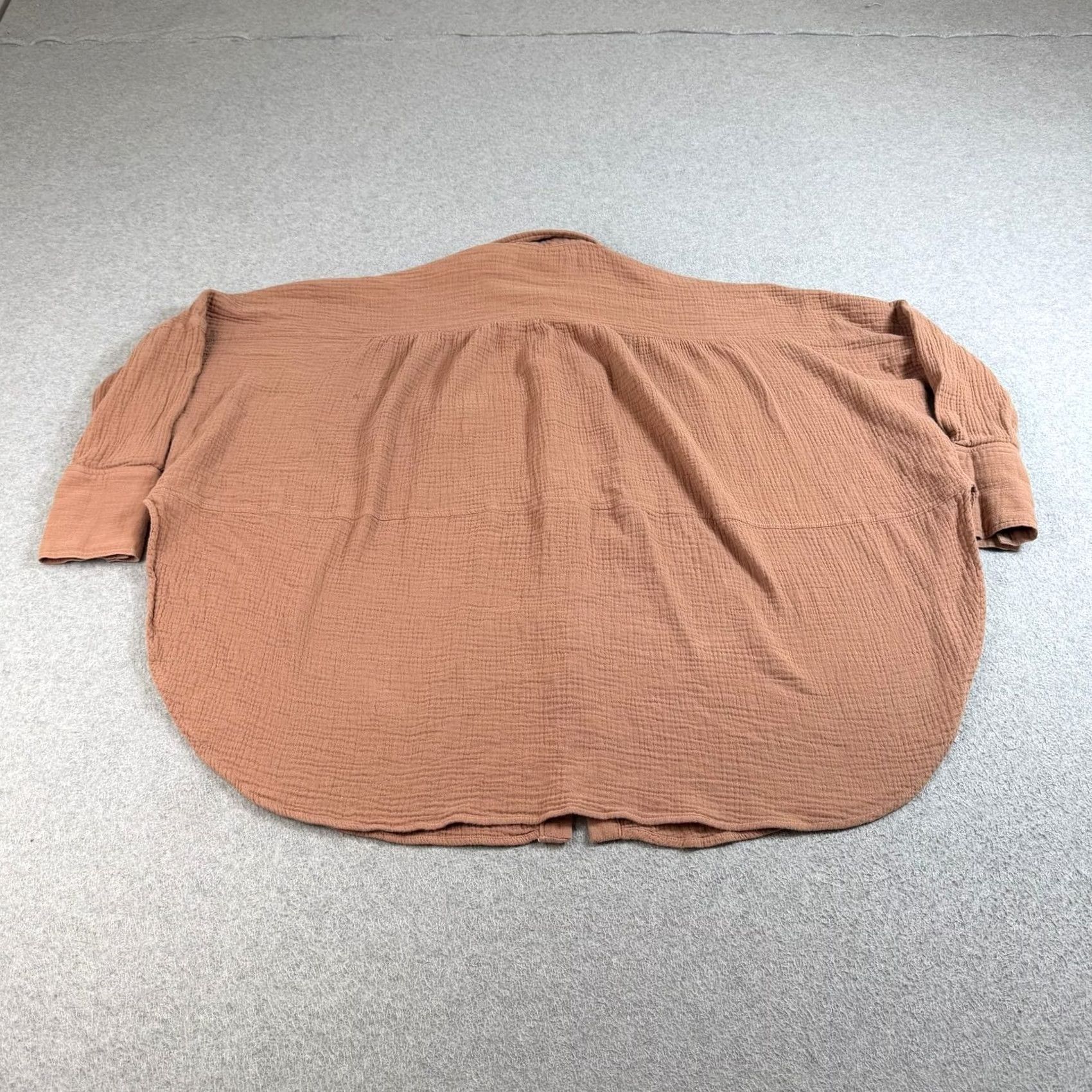 Vintage MOD REF Shirt Womens XL Brown Gauze Button Coastal Cottage Boho Side Slit Boxy Size XL / US 12-14 / IT 48-50 - 2 Thumbnail
