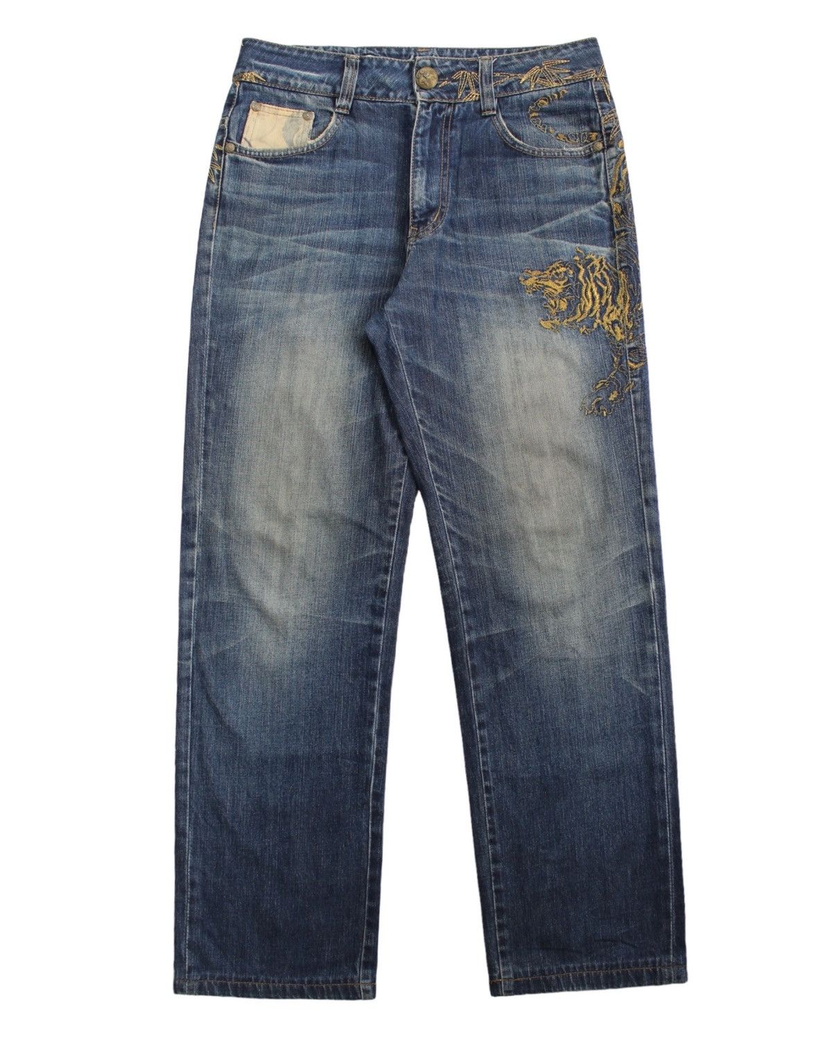 Vintage 2000S OSAKA BIG TRAIN EMBROIDERED JEANS Size US 31 - 1 Thumbnail