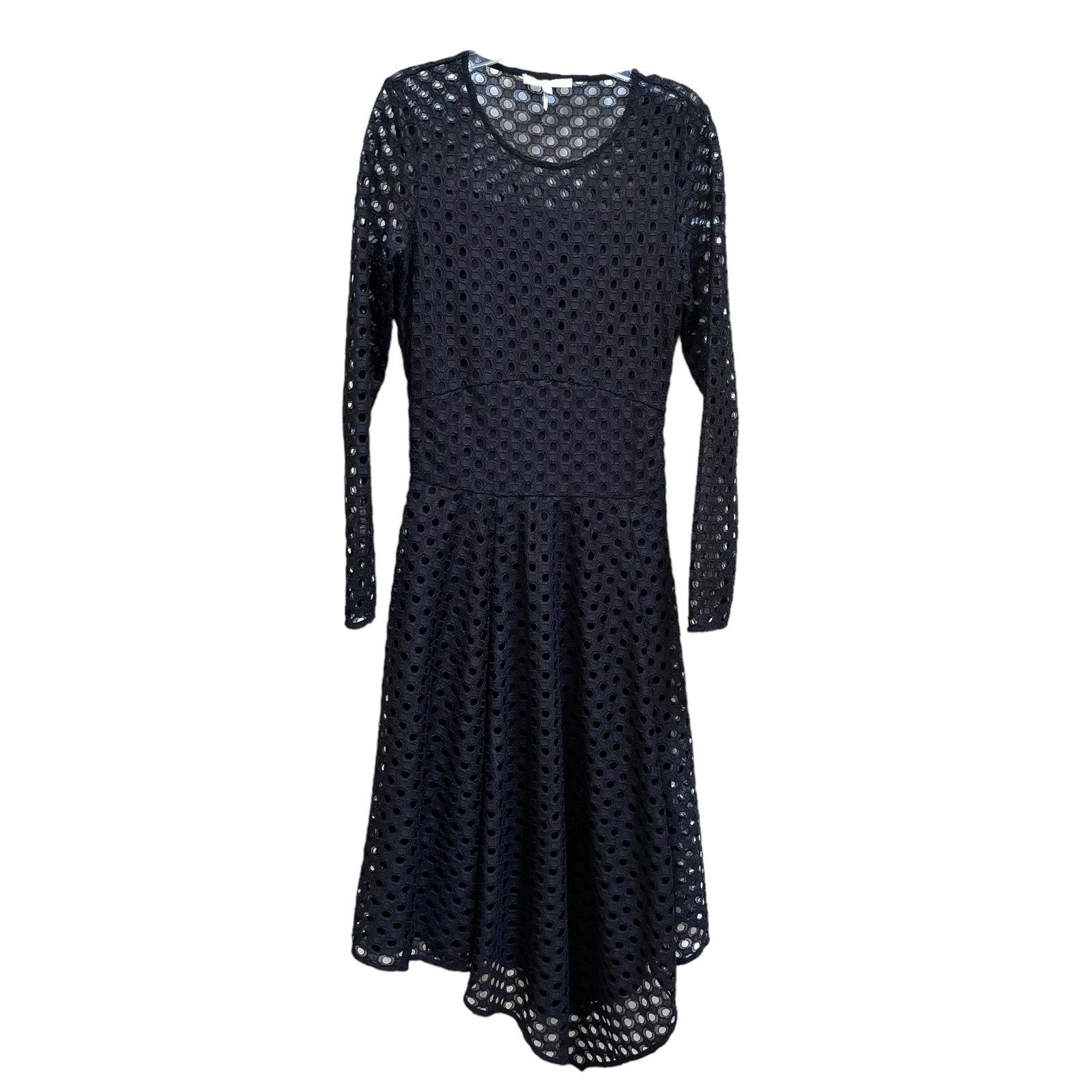 Maje Maje Rana Black Eyelet Lace Semi Sheer Midi Dress Size XS / US 0-2 / IT 36-38 - 4 Thumbnail