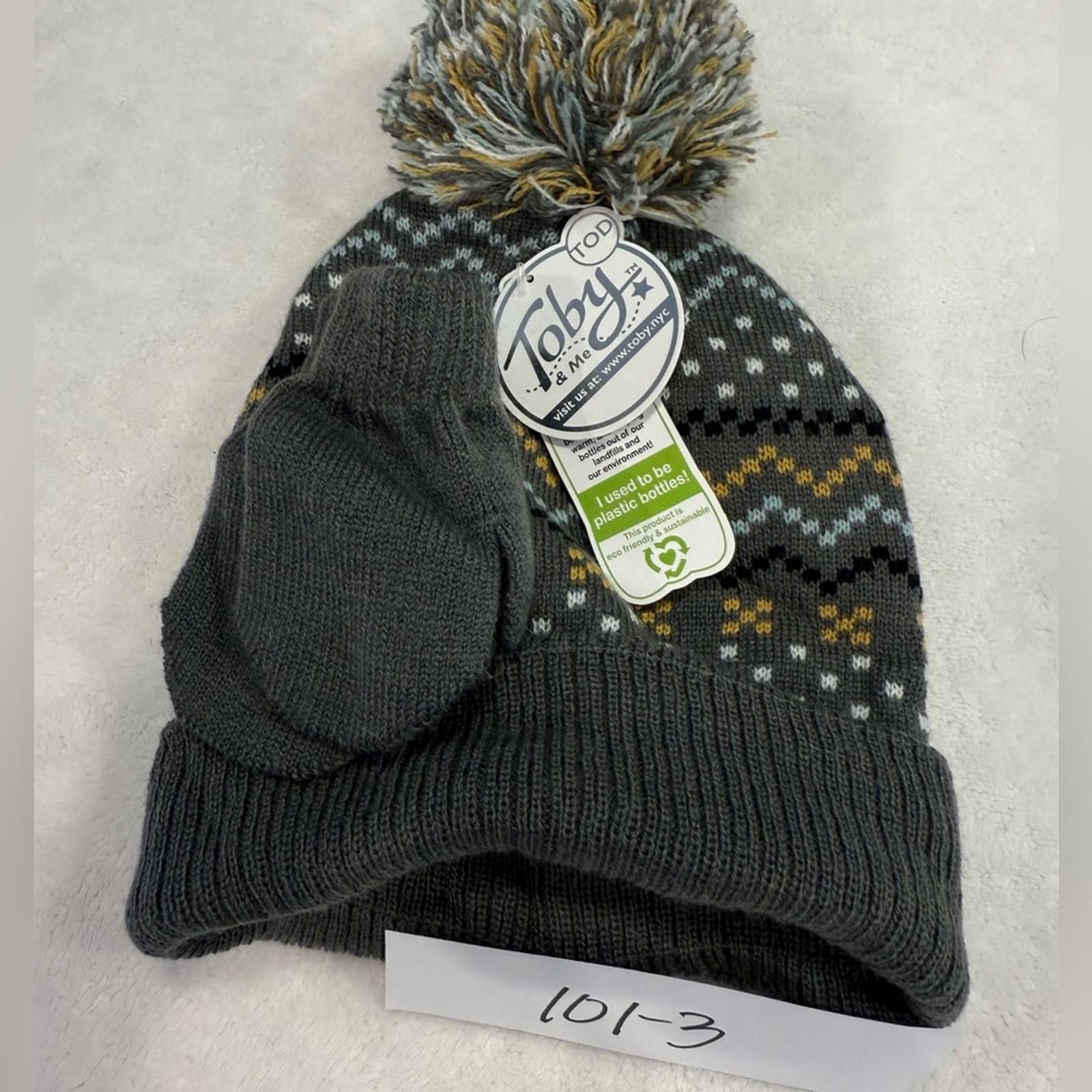 Toyo Enterprises Toby toddler pom pom fairisle beanie glove set gray gloves Size ONE SIZE - 7 Thumbnail