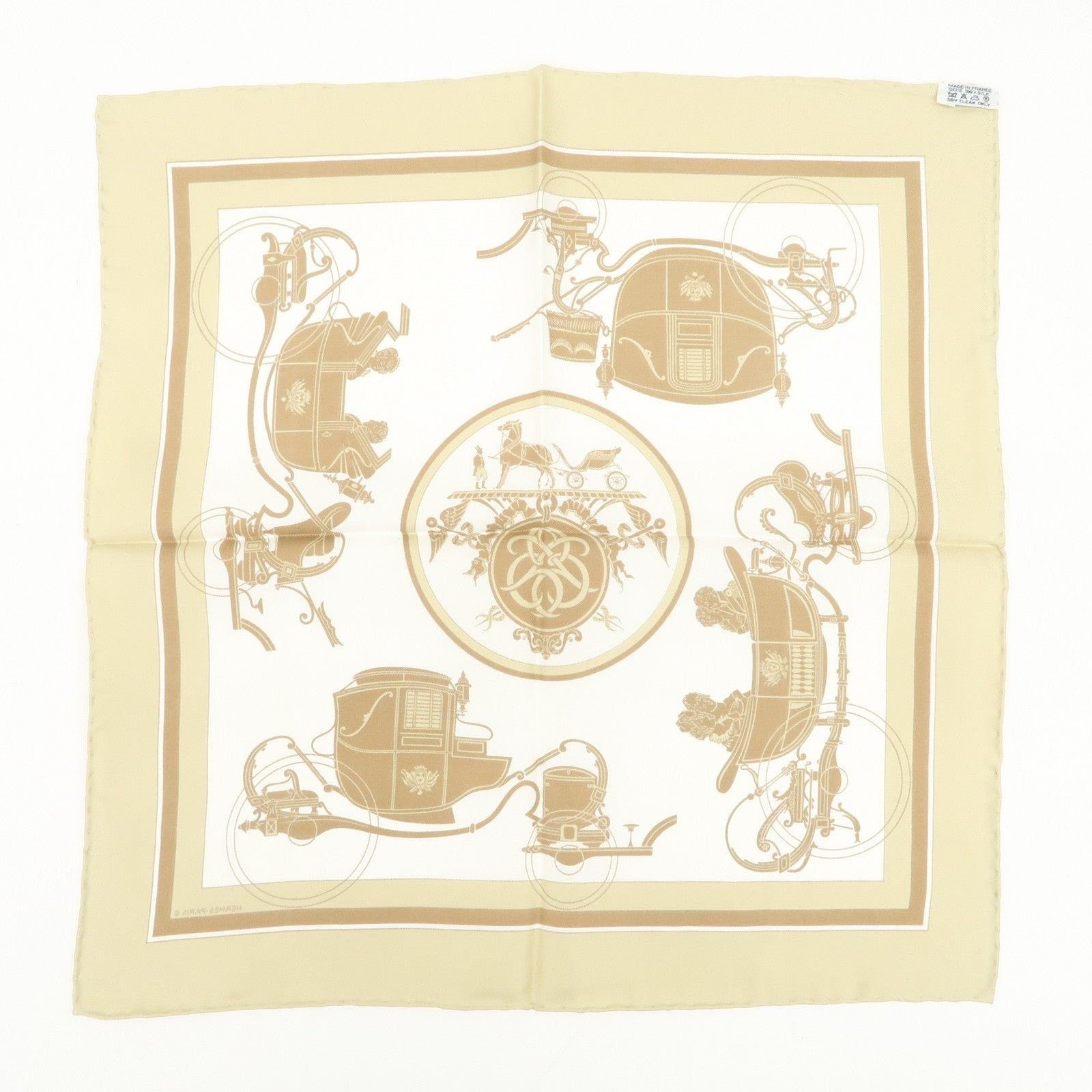 Hermes Hermes Carre 40 Ex-Libris Silk Scarf Beige Size ONE SIZE - 2 Thumbnail