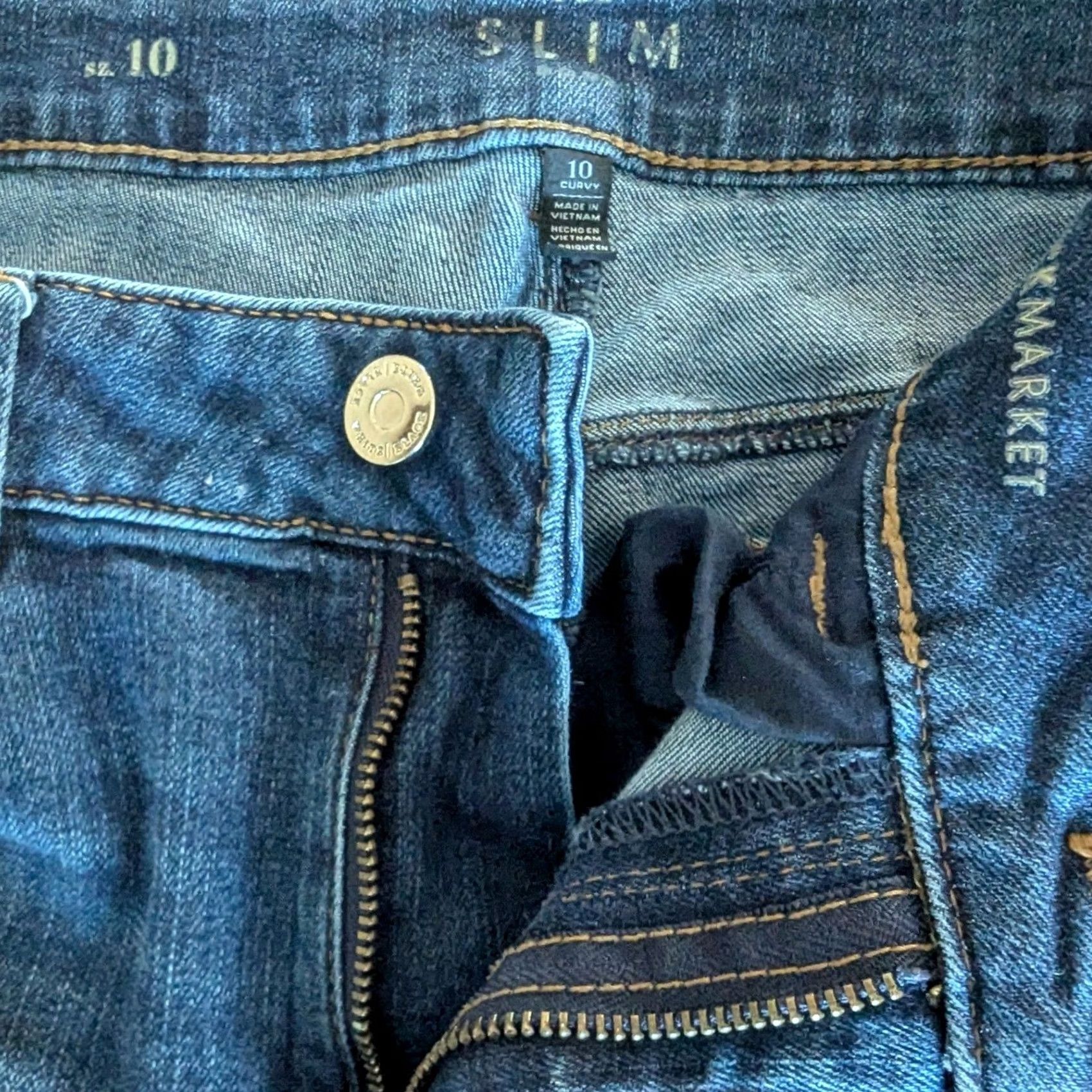White House Black Market WHBM The Slim Curvy Jeans Straight Leg Womens 10 Tall Dark Wash Denim High Rise Size 32" / US 10 / IT 46 - 7 Thumbnail