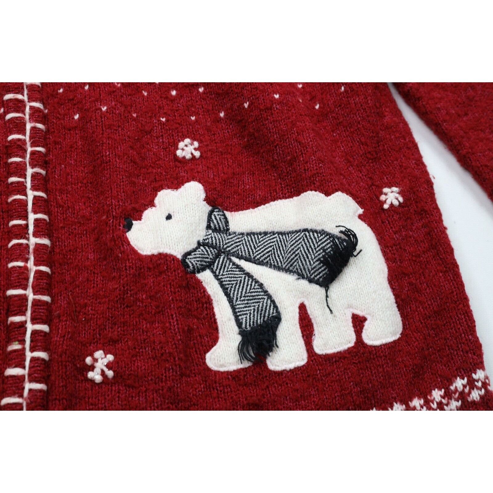 Vintage Vintage 90s Christmas Fair Isle Polar Bear Sweater Size L / US 10 / IT 46 - 6 Thumbnail