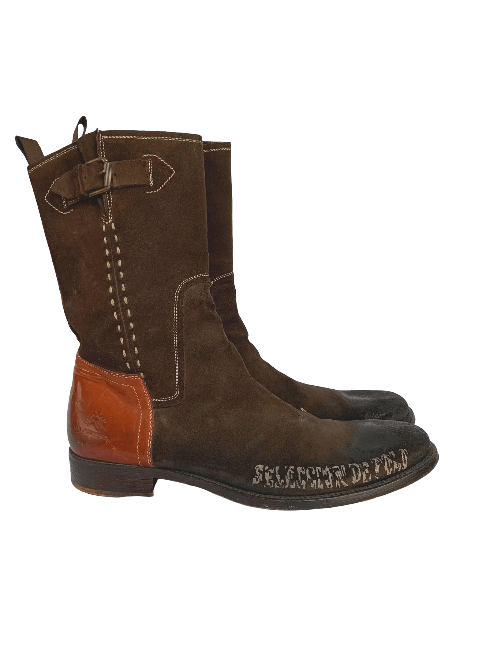 La Martina La Martina Brown Suede Polo Boots — Leather Heel & Graphic Size US 11 / EU 44 - 1 Thumbnail