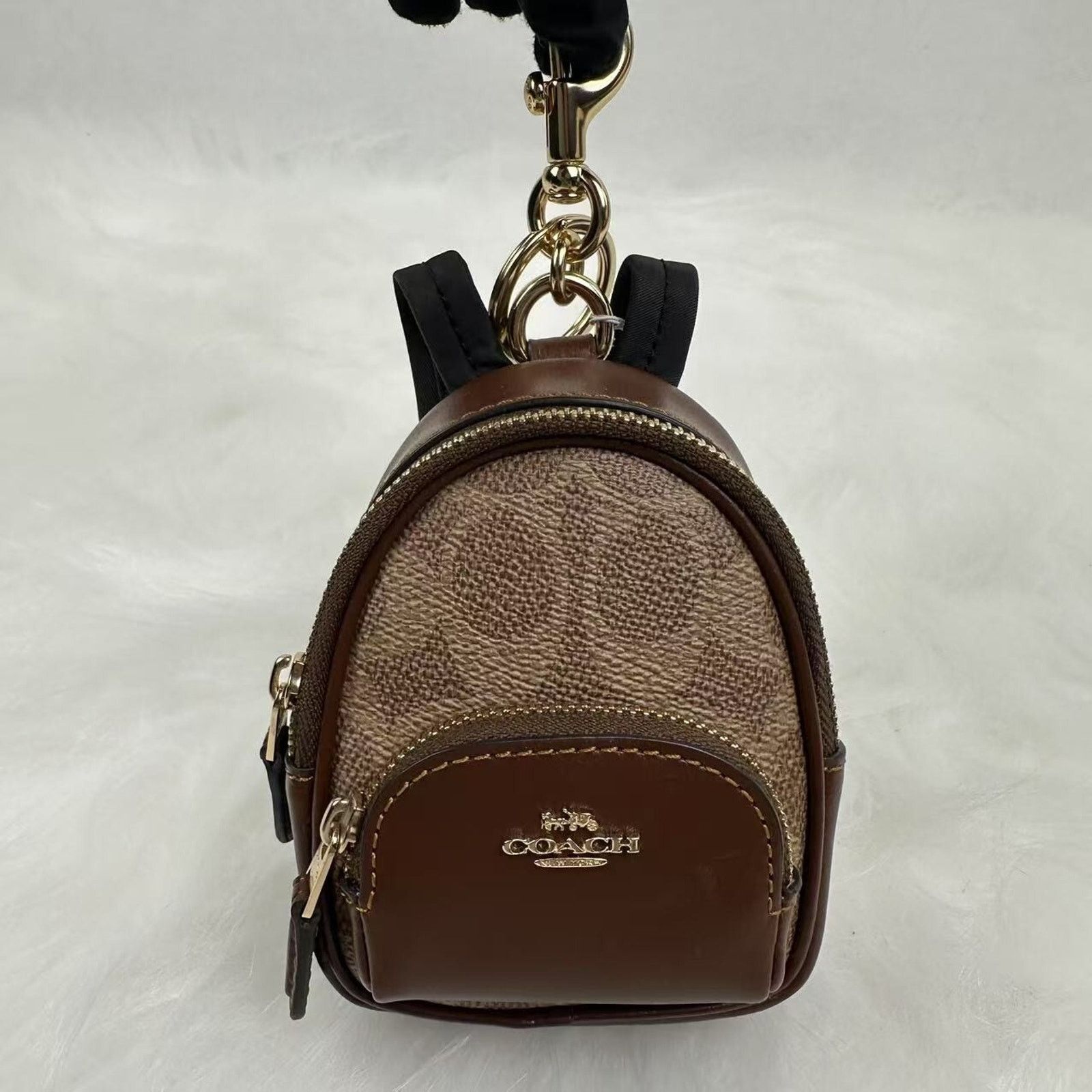 Coach Coach Mini Court Backpack Bag Charm Keychain In Brown NWT Size ONE SIZE - 2 Thumbnail