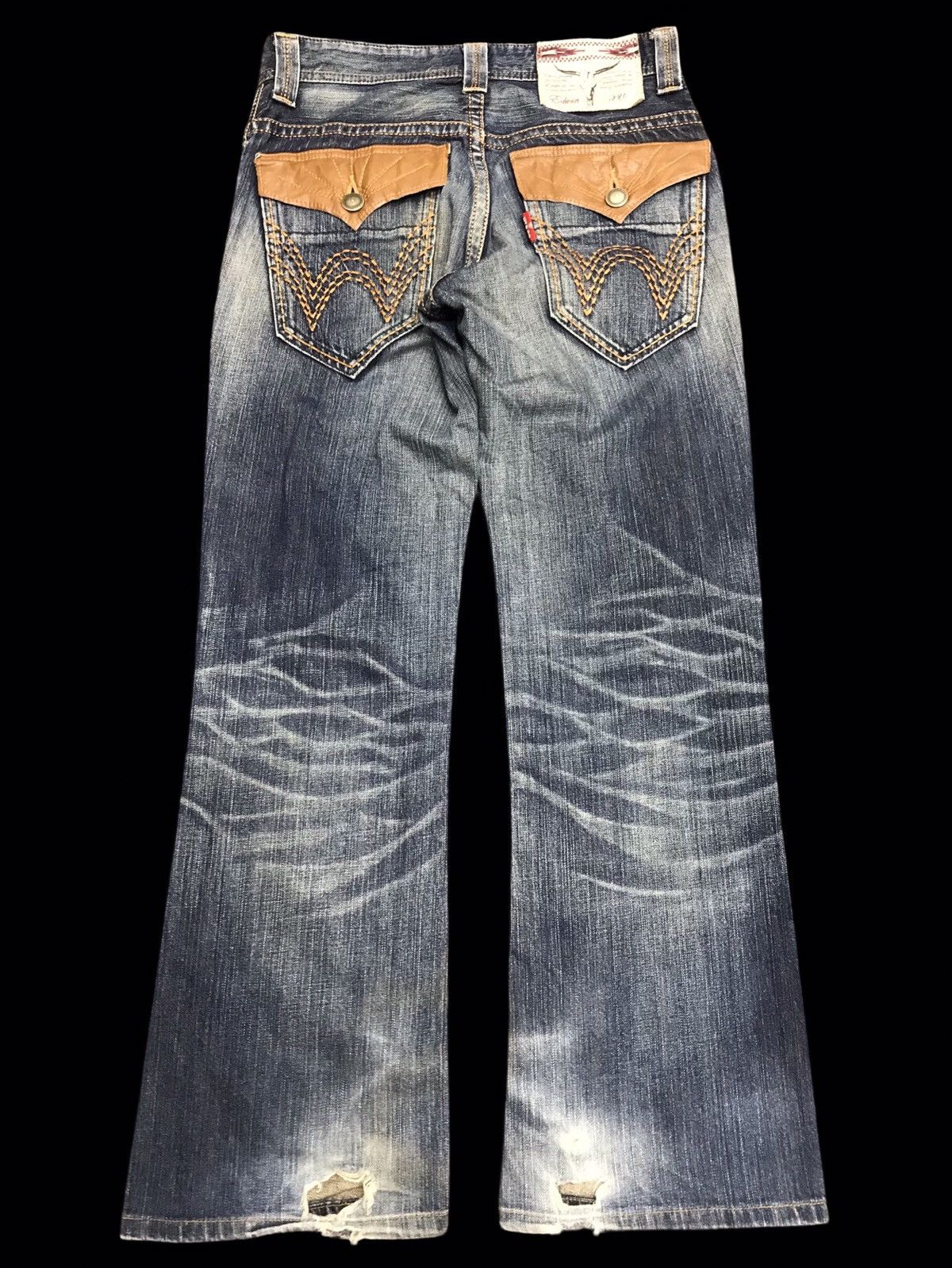 Edwin × Japanese Brand 💥FLARE💥EDWIN BUFFALO HEAD CRSH FLARE DISTRESSED DENIM F329 Size US 30 / EU 46 - 2 Thumbnail