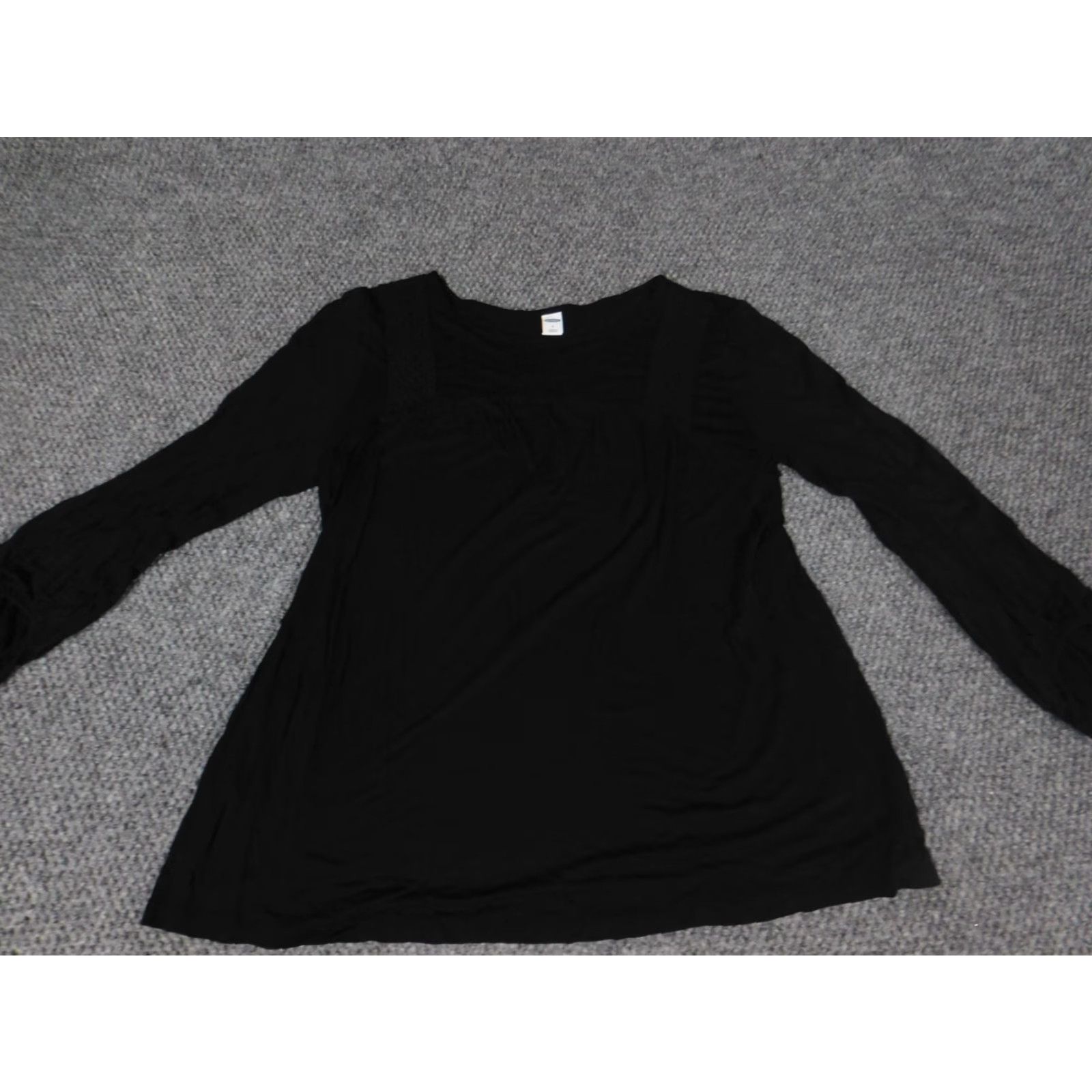 Old Navy Old Navy Womens Blouse S Black Stretch Top Crew Neck Pullover Casual Polyester Blouse Regular Fit Womens Size S / US 4 / IT 40 - 2 Thumbnail