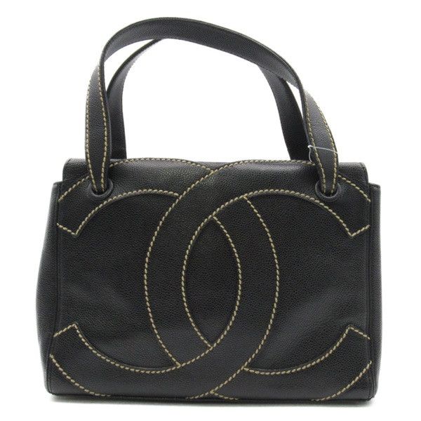 image of Chanel Wild Stitch Cc Caviar Handbag in Black, Women's