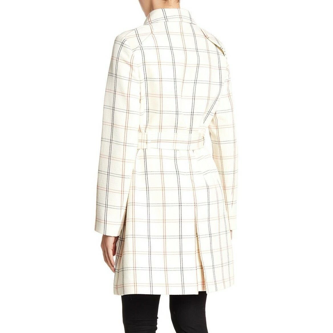 Theory Bozetta Ivory Checkered Plaid Wool Coat NWT MSRP $895 Size L / US 10 / IT 46 - 2 Thumbnail