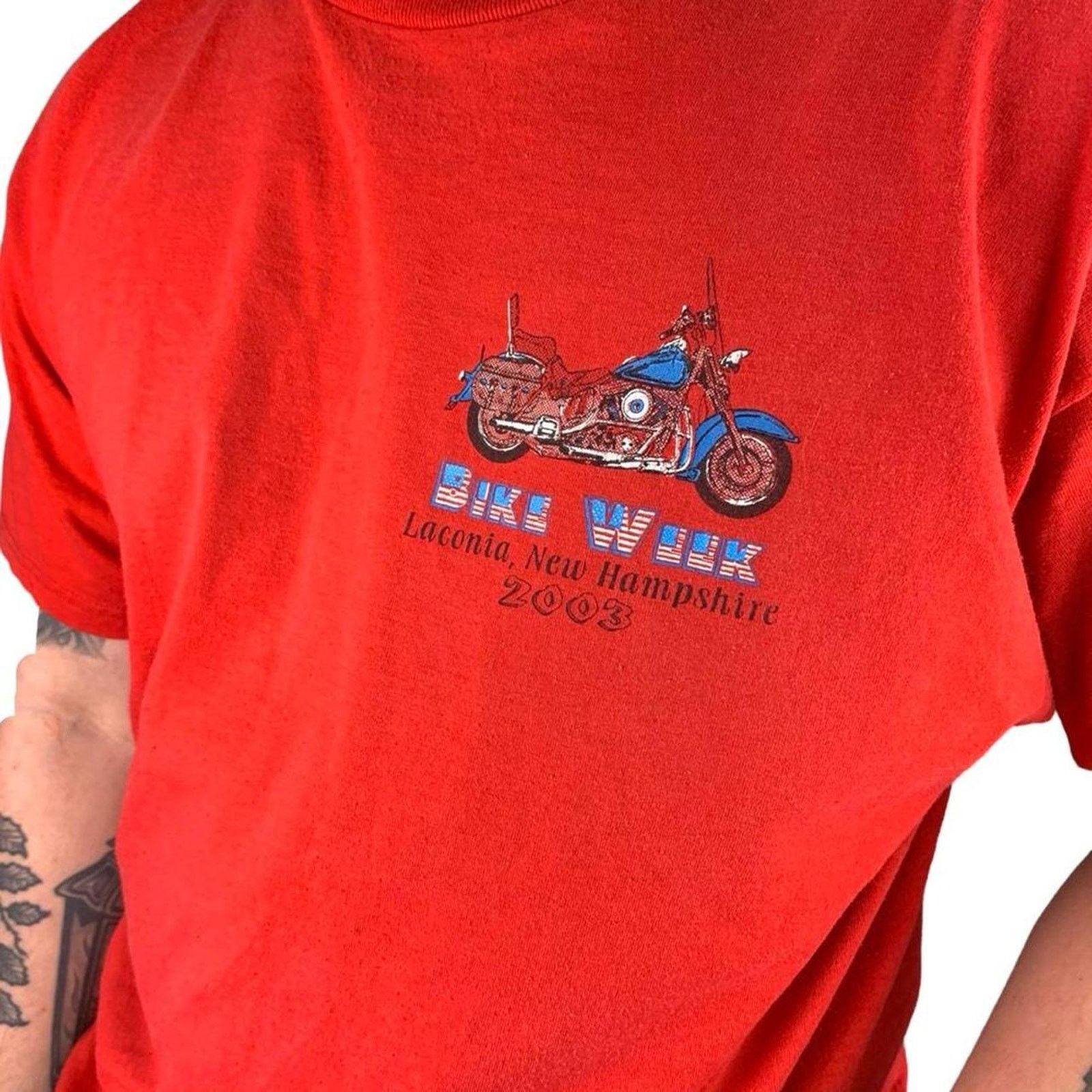 Fruit Of The Loom × Vintage Vintage Patriotic Bike Week T-shirt Size US XL / EU 56 / 4 - 3 Thumbnail