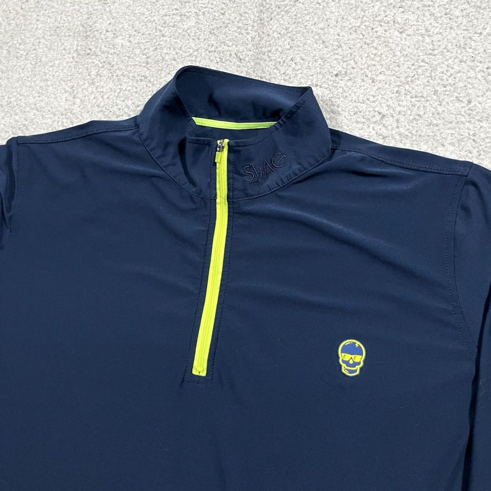 Vintage SWAG Golf 1/4 Zip Pullover Mens M Blue Skull Long Sleeve Performance Stretch Shirt Size US M / EU 48-50 / 2 - 6 Thumbnail