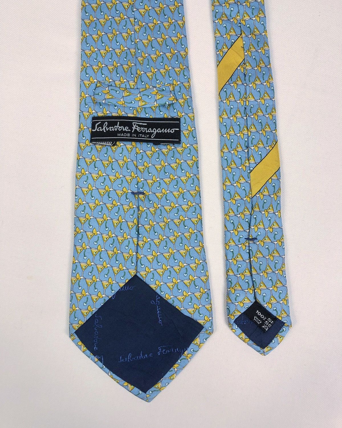 Salvatore Ferragamo Vintage Salvatore Ferragamo Cherry Martini Motive Silk Tie Size ONE SIZE - 6 Thumbnail