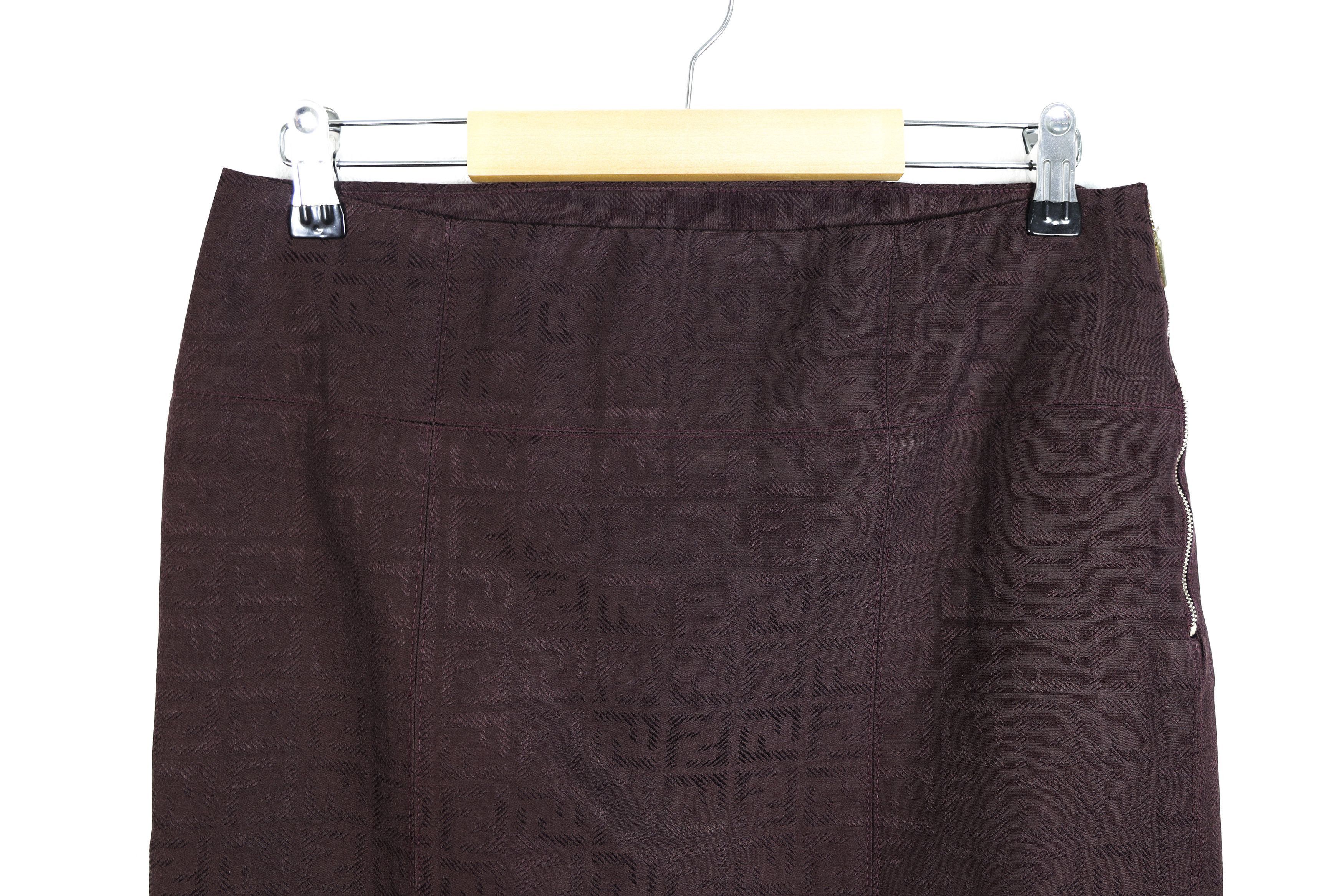 Fendi Fendi Dark Purple Monogram Zucca Logo Zip Midi Skirt Size 28" / US 6 / IT 42 - 2 Thumbnail