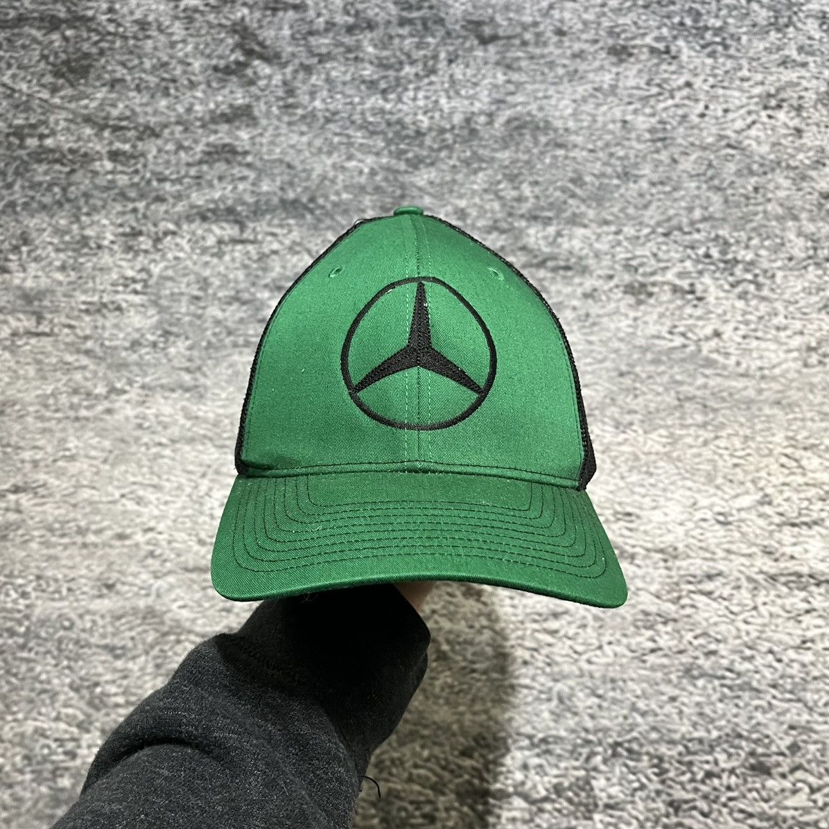 Mercedes-Benz Mercedes Benz Green Black Embroidered Mesh Trucker Hat Size ONE SIZE - 1 Thumbnail