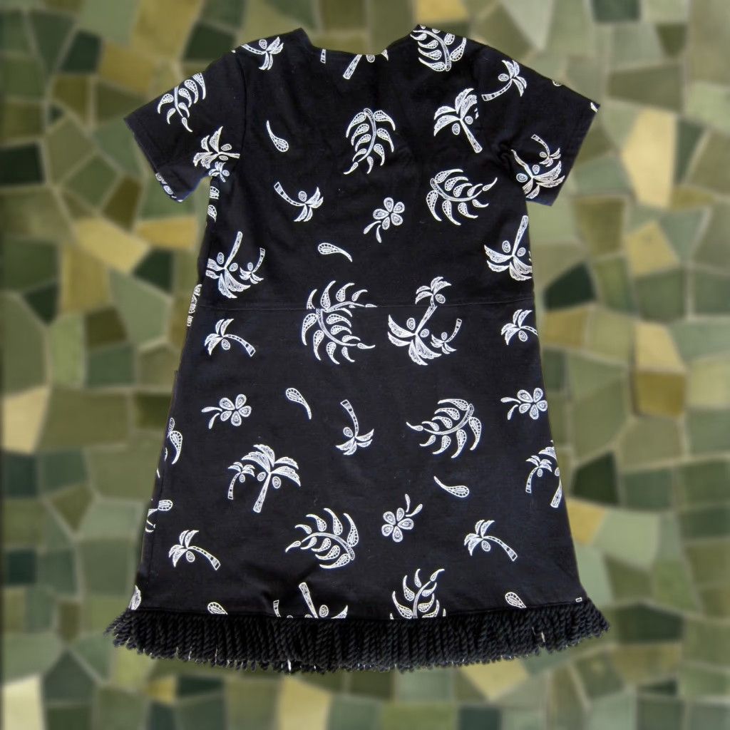 Vintage VINTAGE Red Ginger Black White 100% Cotton Palm Tree Fringe Pocket Tunic Dress L Size L / US 10 / IT 46 - 1 Thumbnail