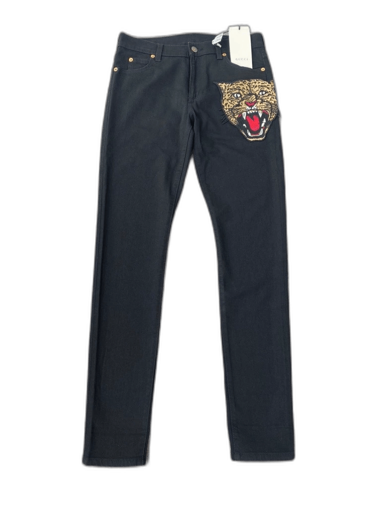 Gucci Gucci Black Embroidered Tiger Denim Pants Size 26" / US 2 / IT 38 - 1 Thumbnail