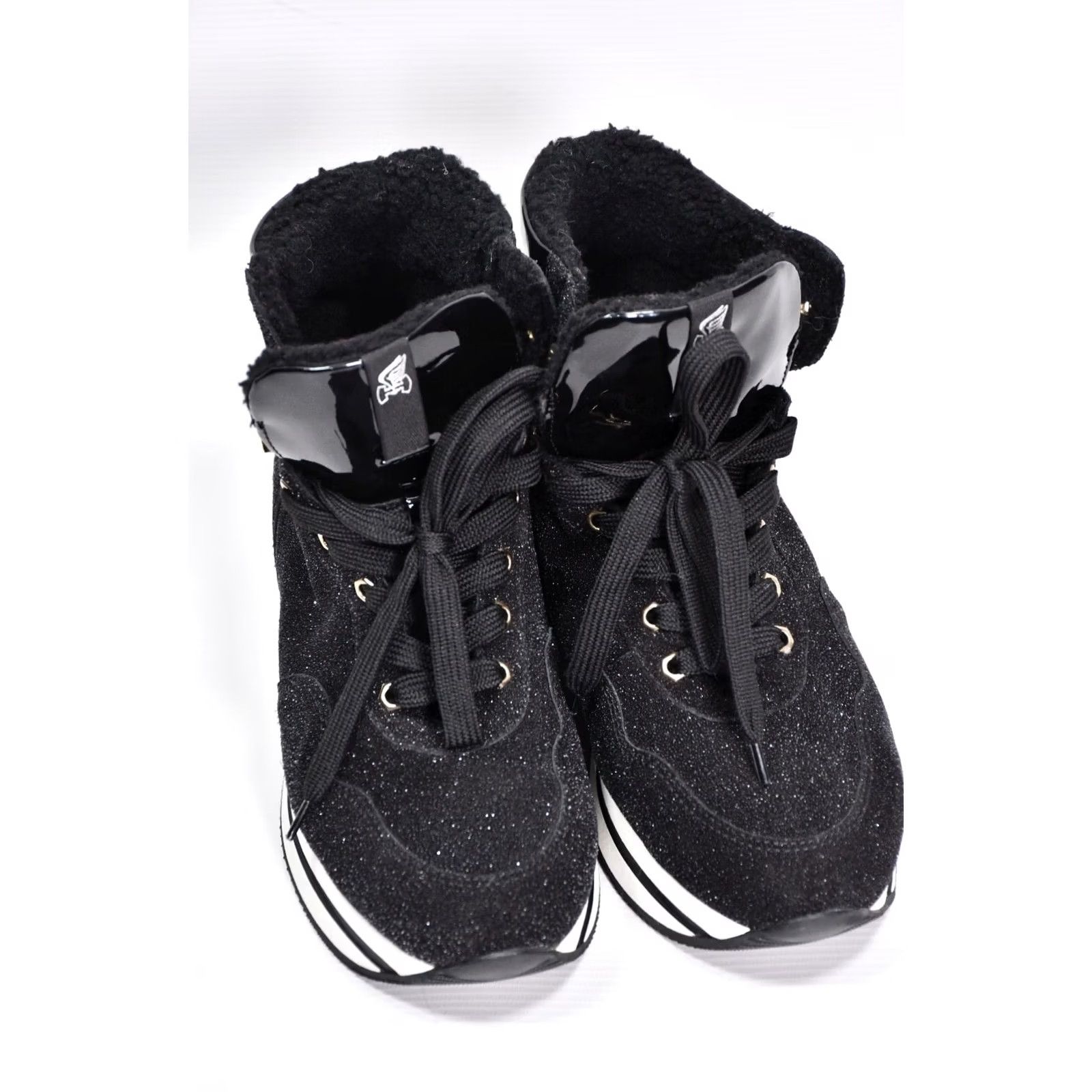 Hogan Hogan Women's High Top Sneakers Black Glitter Leather Ankle Boots size 39.5 Size L / US 10 / IT 46 - 5 Thumbnail