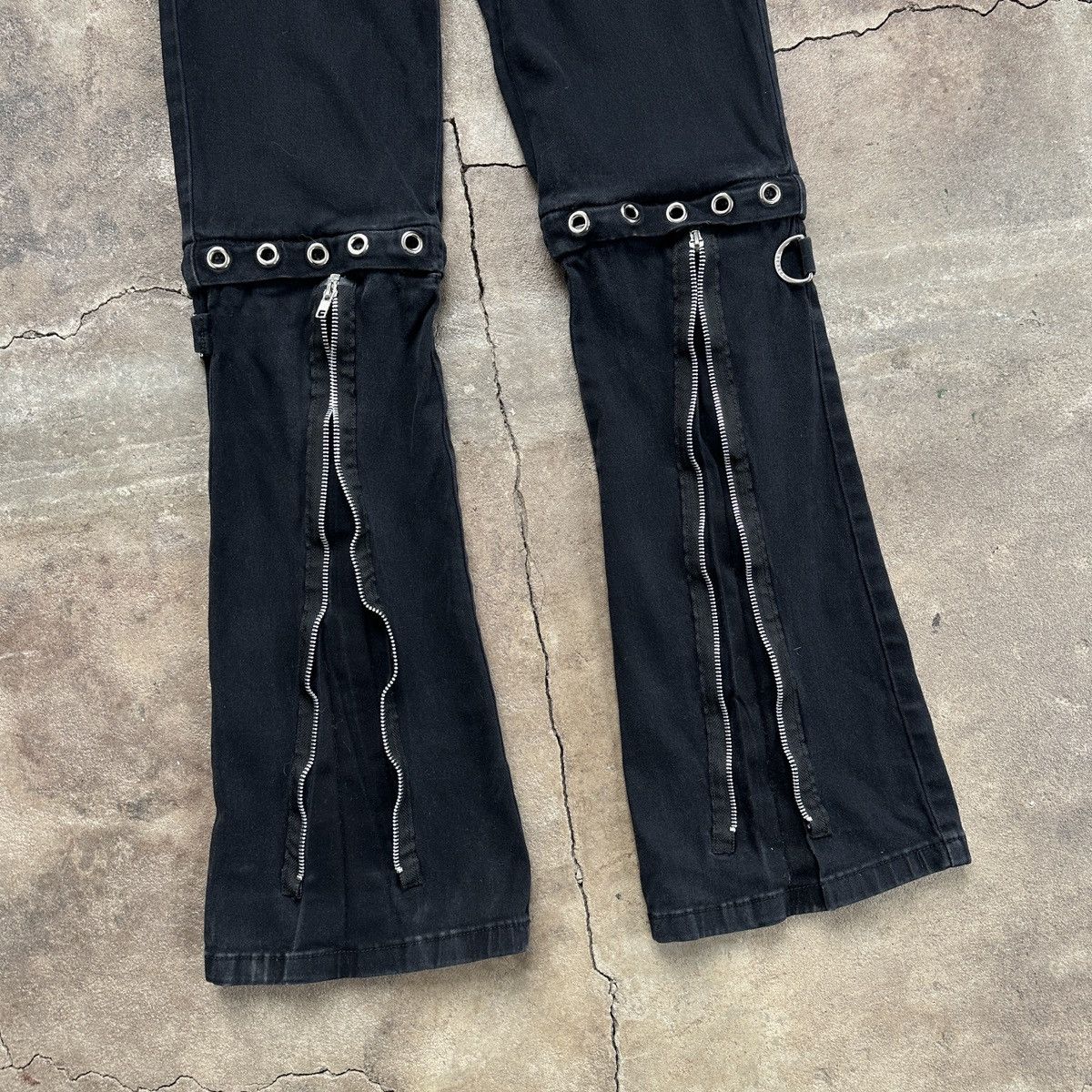 Beauty Beast × Seditionaries Vintage Banned Alternative Punk Ringed Zip Flared Pants Size 28" / US 6 / IT 42 - 5 Thumbnail