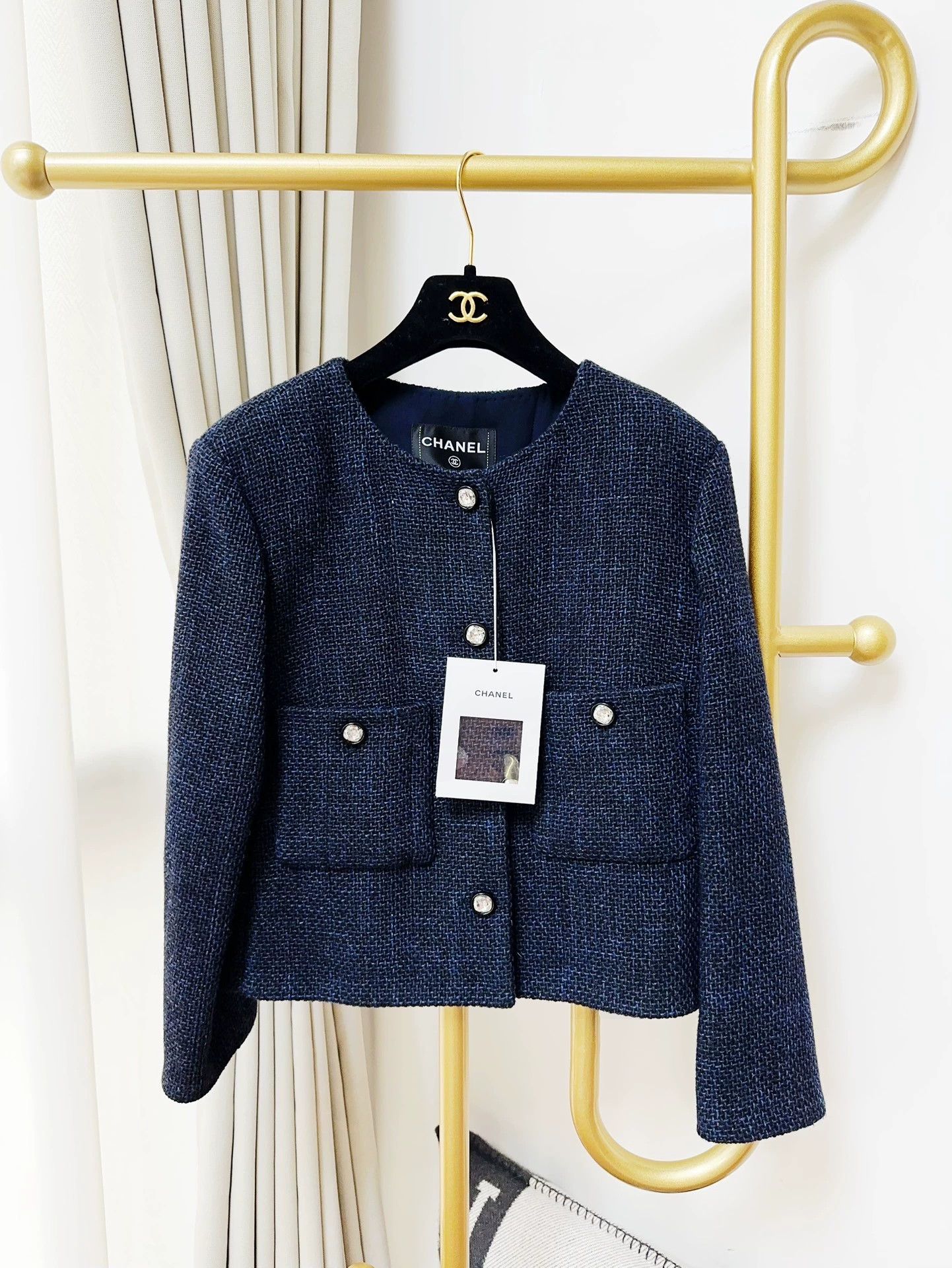 Chanel Chanel Blue Knit Jacket with Crystal Buttons - dmc Size US S / EU 44-46 / 1 - 1 Thumbnail