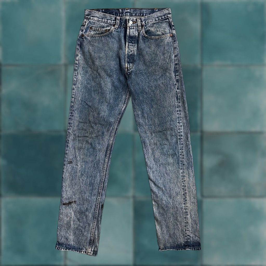 Levi's VINTAGE Levi's 501 90s USA Straight Leg Jeans Blue Med Wash 31x34 29x32 Men Jeans Size US 31 - 1 Thumbnail