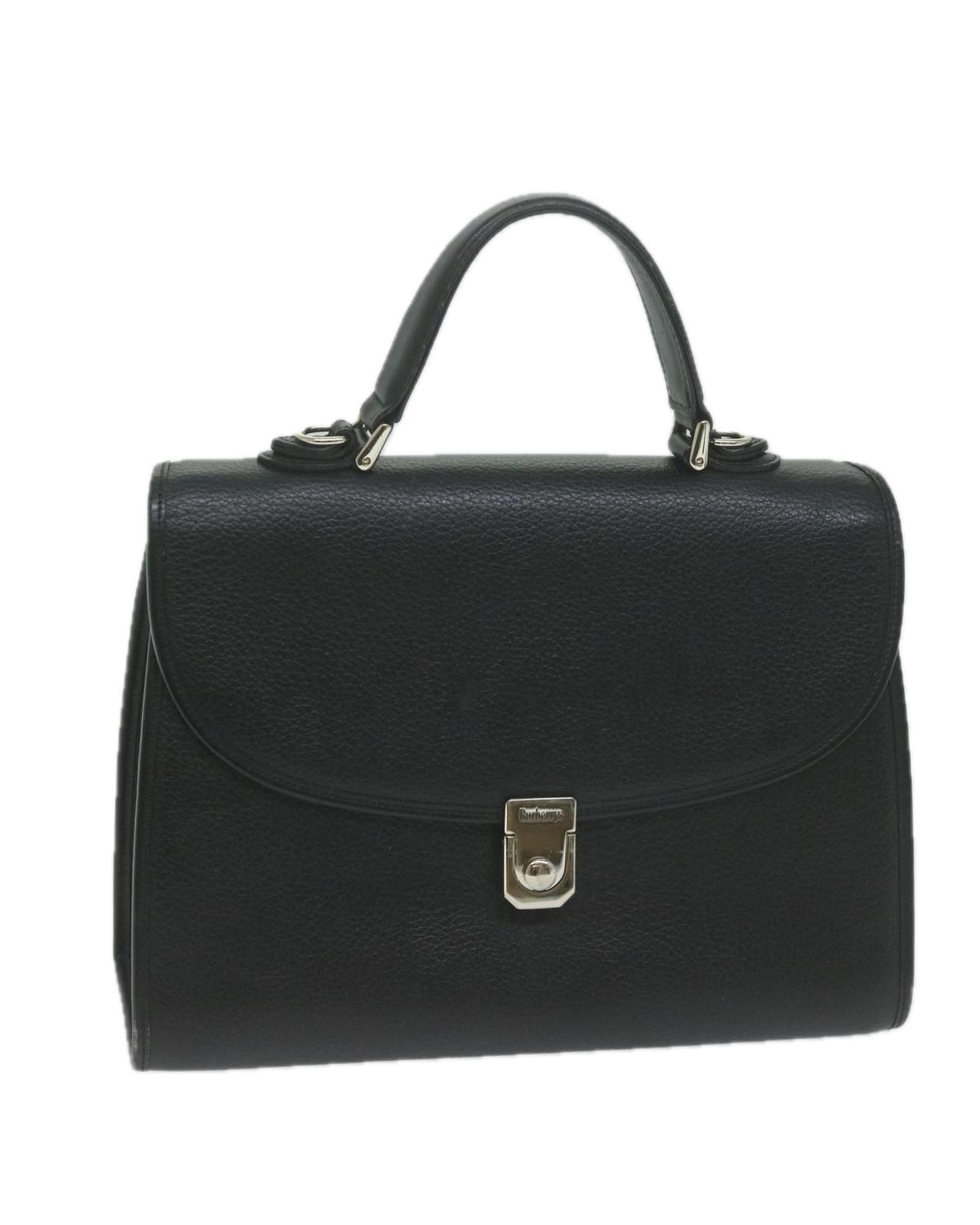 image of Burberry Timeless Leather Handbag in Black, Women's
