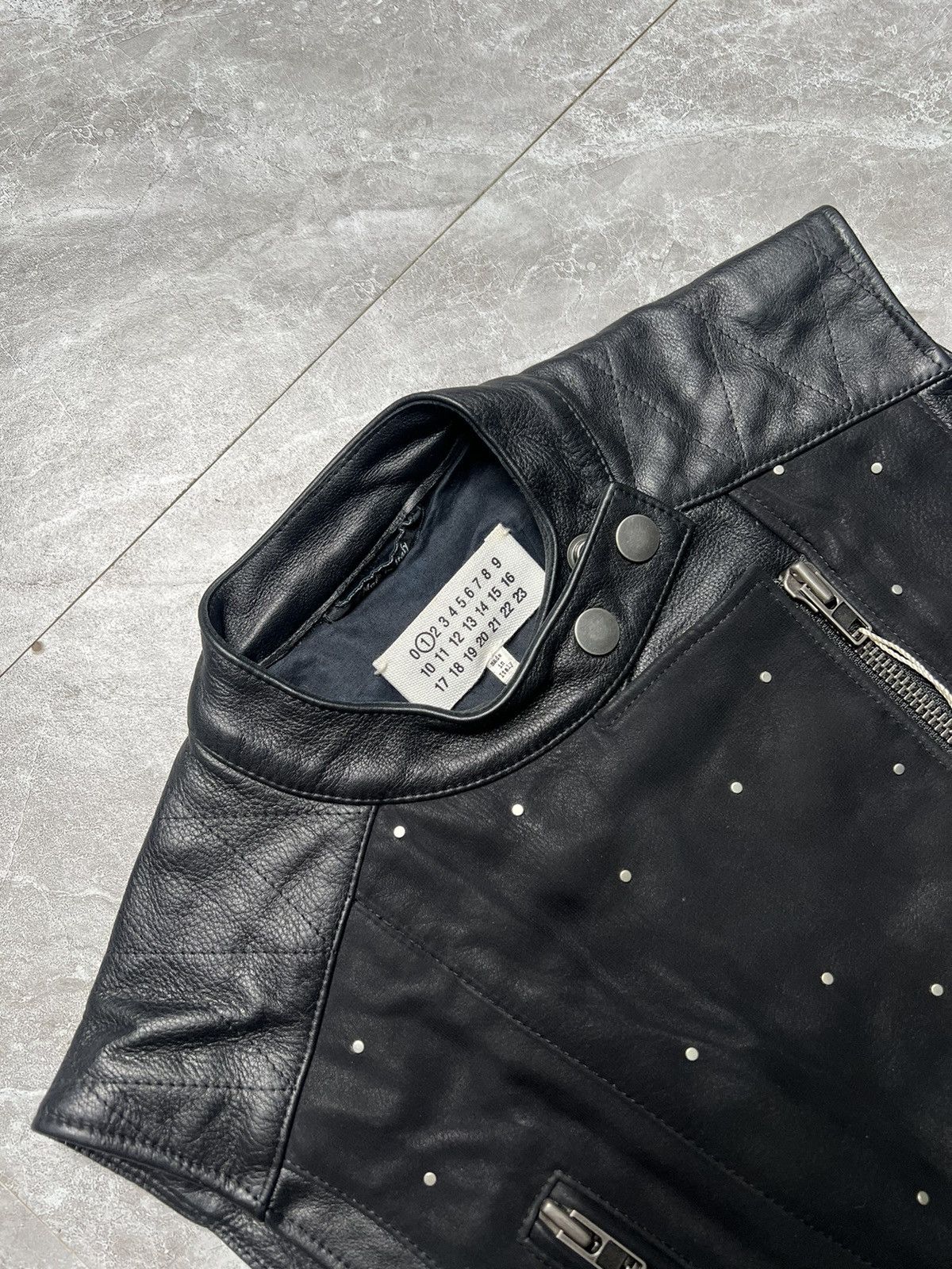 Maison Margiela MMM Line 1 Resort 2012 Biker Jacket W/ Studded Sheer Overlay Size XS / US 0-2 / IT 36-38 - 10 Thumbnail