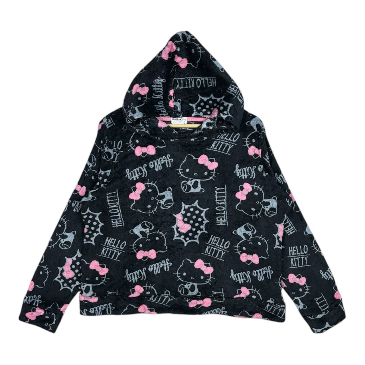 Anime HELLO KITTY Shaggy Fleece OVP Hoodie Black Pink Boxy Size US M / EU 48-50 / 2 - 1 Thumbnail