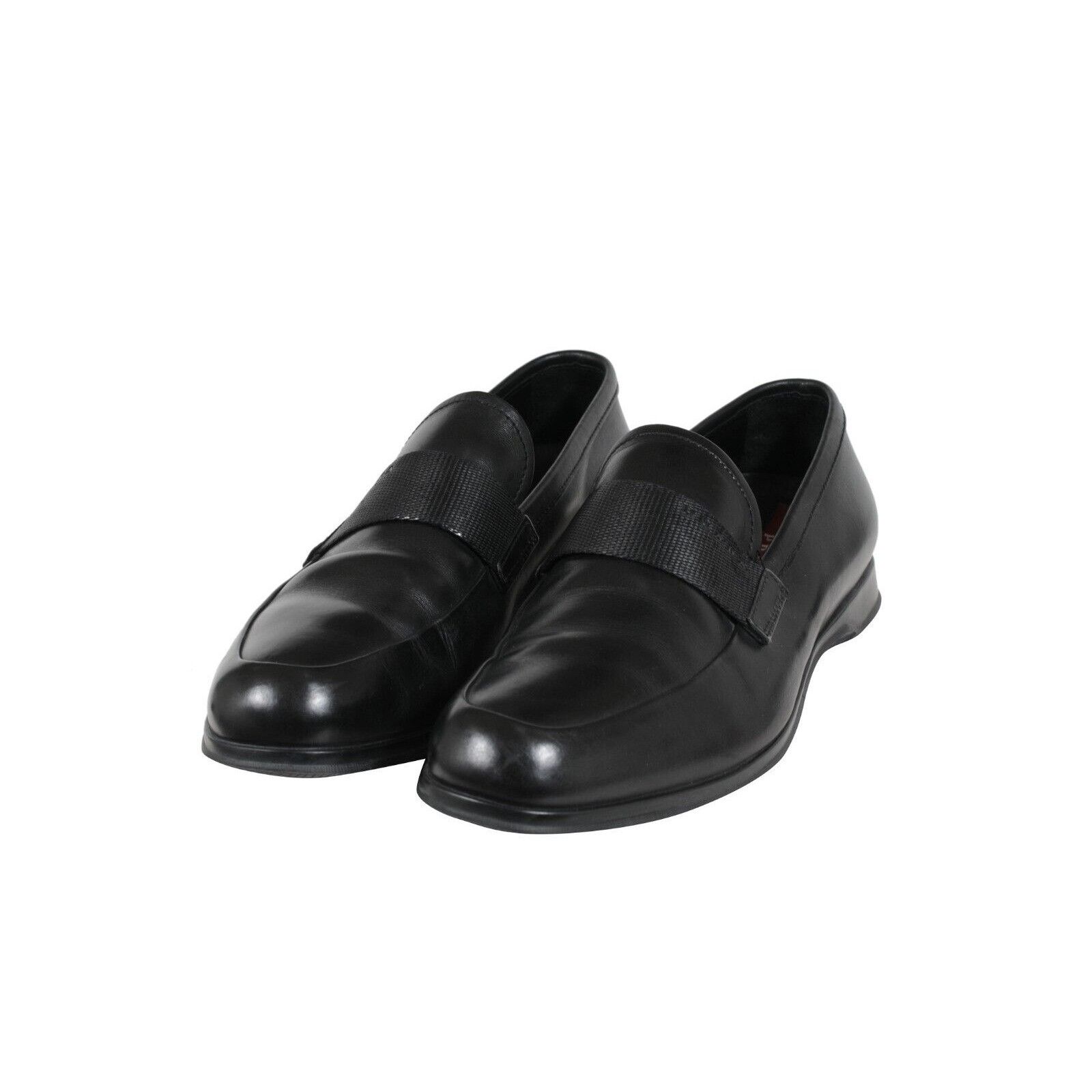 Prada Loafers Black Leather Sport Rubber Sole - 02254 Size US 8.5 / EU 41-42 - 3 Thumbnail