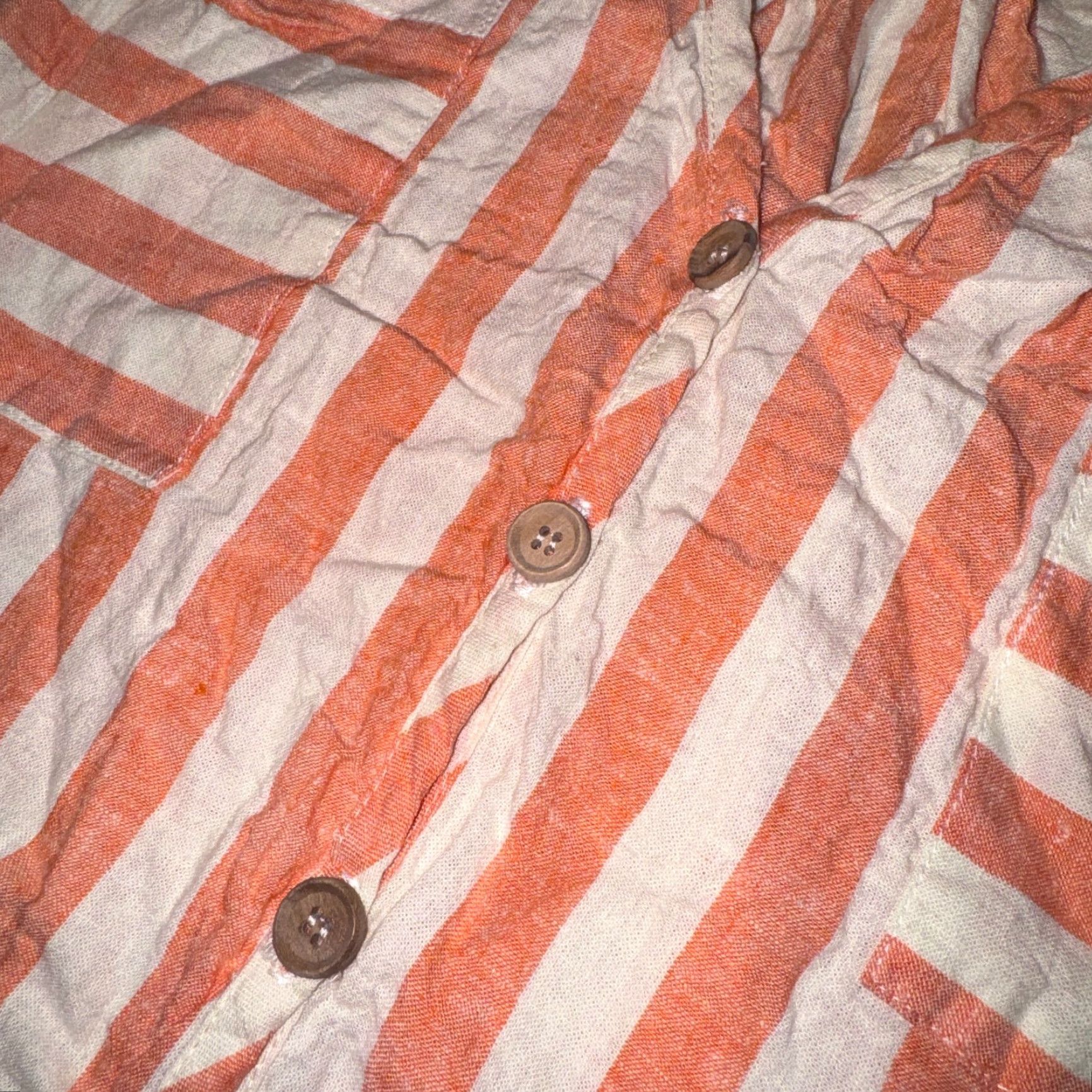 Show Me Your MuMu Show Me Your MuMu Tunic Shirt - Women S Button-Up Linen Orange Striped Pocket Collared Long Sleeve Breathable Casual Blouse Size S / US 4 / IT 40 - 3 Thumbnail