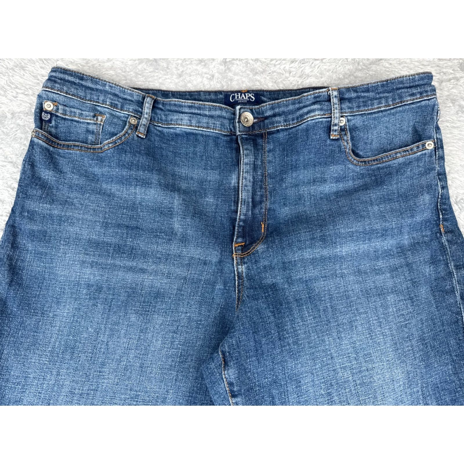 Chaps Chaps Jeans Womens 14 Blue Denim Slim Boyfriend Straight Leg Cotton Blend 34x28 Size 36" / US 14 / IT 50 - 4 Thumbnail