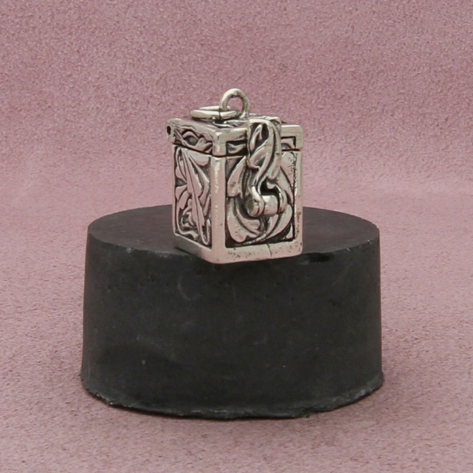 Sterling Silver sterling silver etched prayer box locket (opens) pendant Size ONE SIZE - 1 Thumbnail