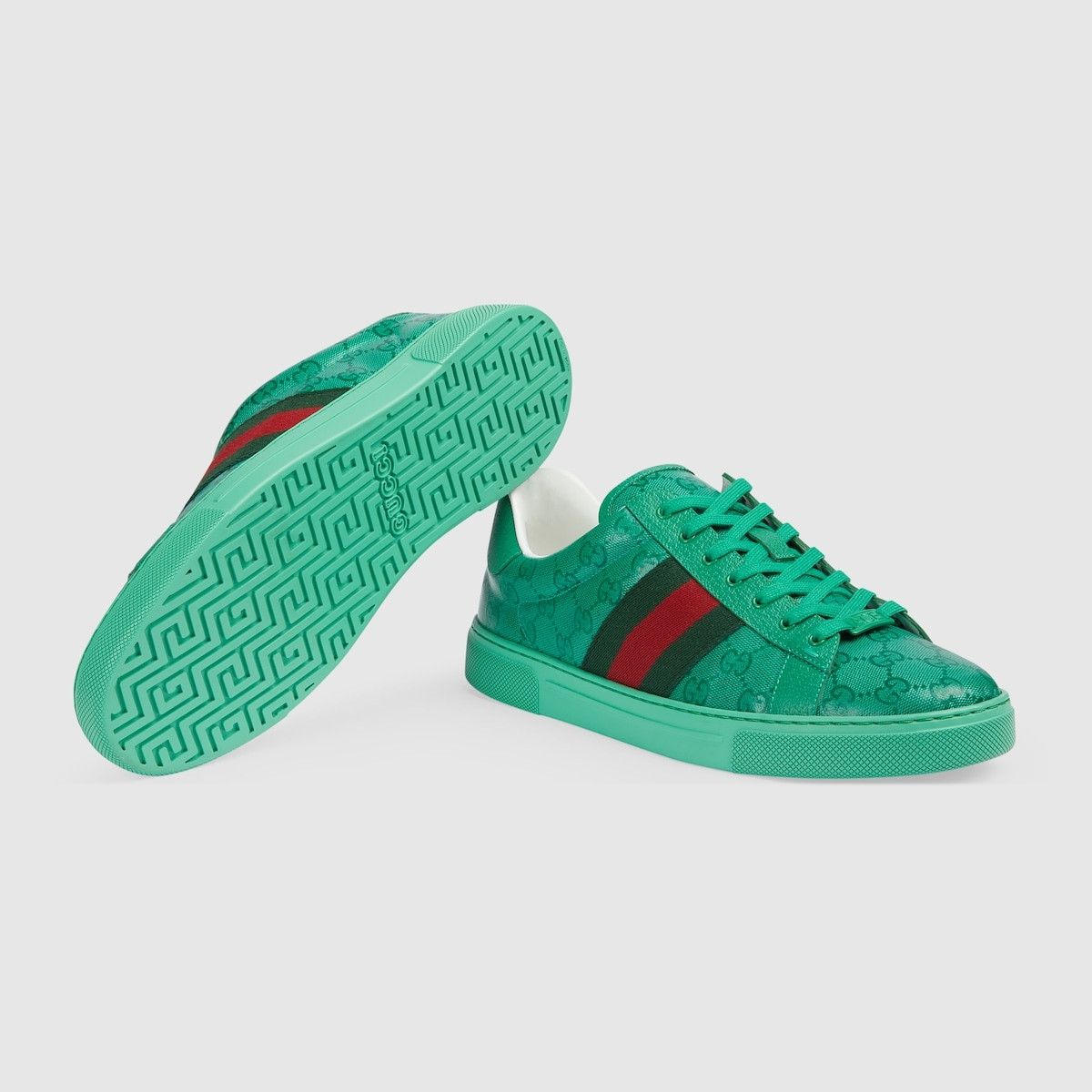 Gucci o1loc1c0625 Men's Ace GG Crystal Canvas Sneakers in Green Size US 9.5 / EU 42-43 - 6 Thumbnail