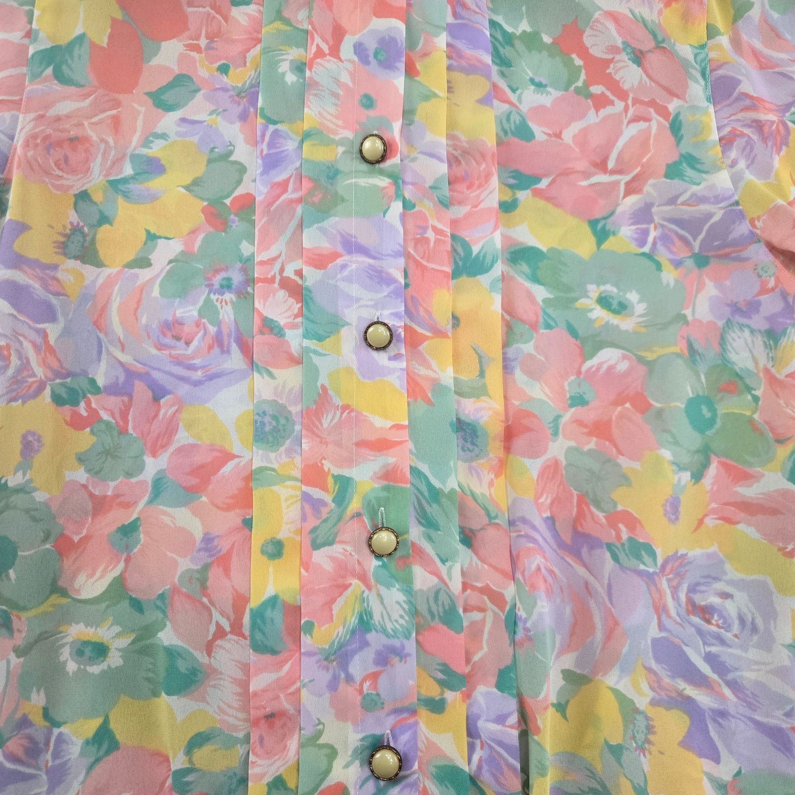 Vintage Vintage 90s Alfred Dunner Pastel Floral Blouse Size 14 Size XL / US 12-14 / IT 48-50 - 4 Thumbnail