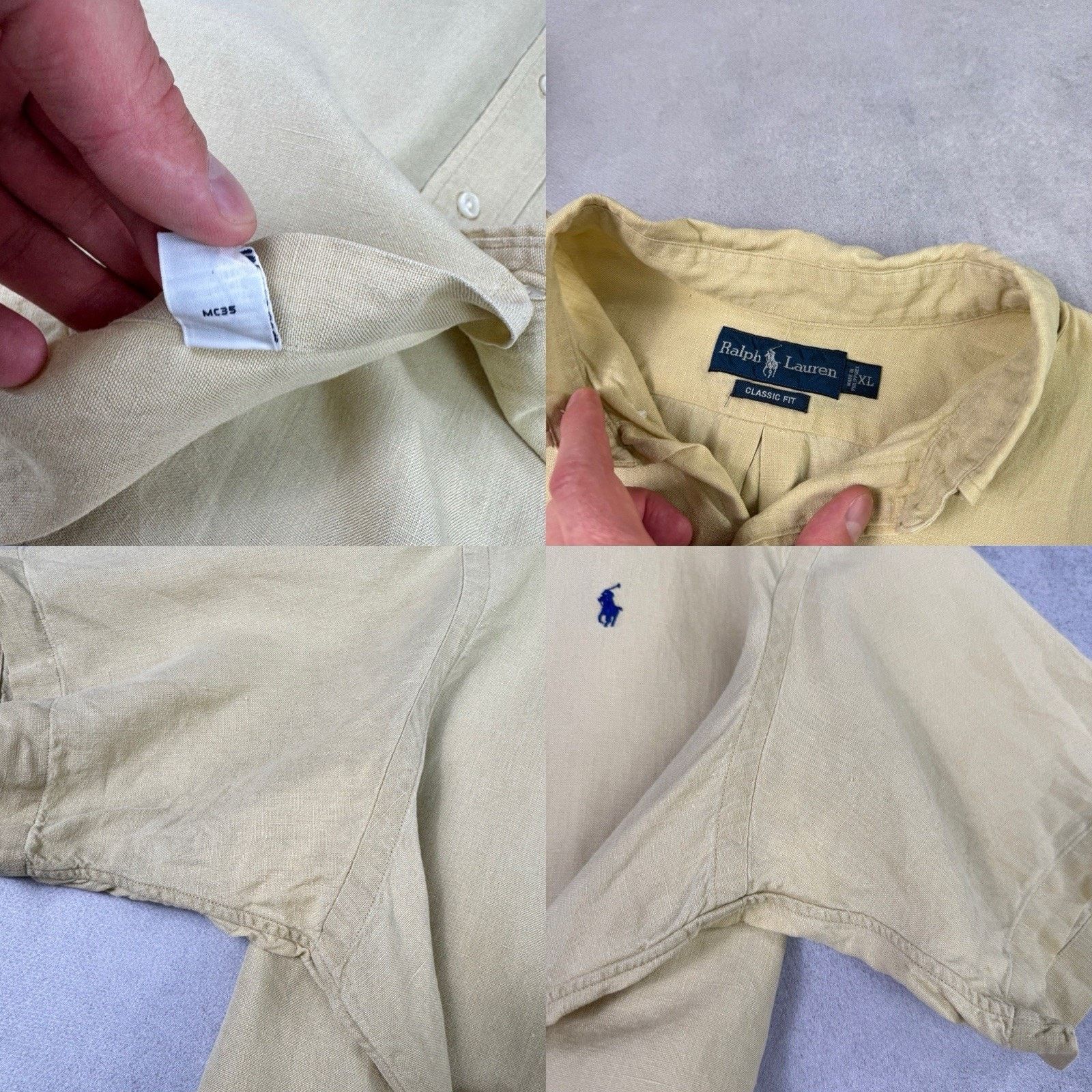 Ralph Lauren Vintage Polo Ralph Lauren Short Sleeve Liven Shirt Beige Size US XL / EU 56 / 4 - 24 Thumbnail