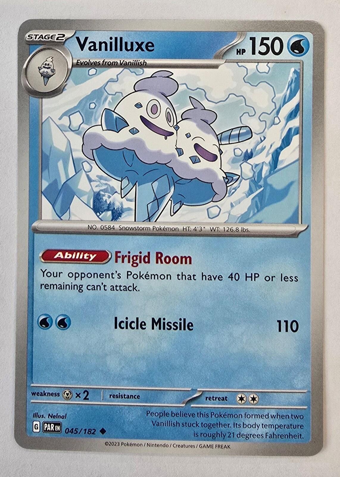 Pokemon Vanilluxe Pokémon card (#045/182) from Paradox Rift Size ONE SIZE - 1 Thumbnail