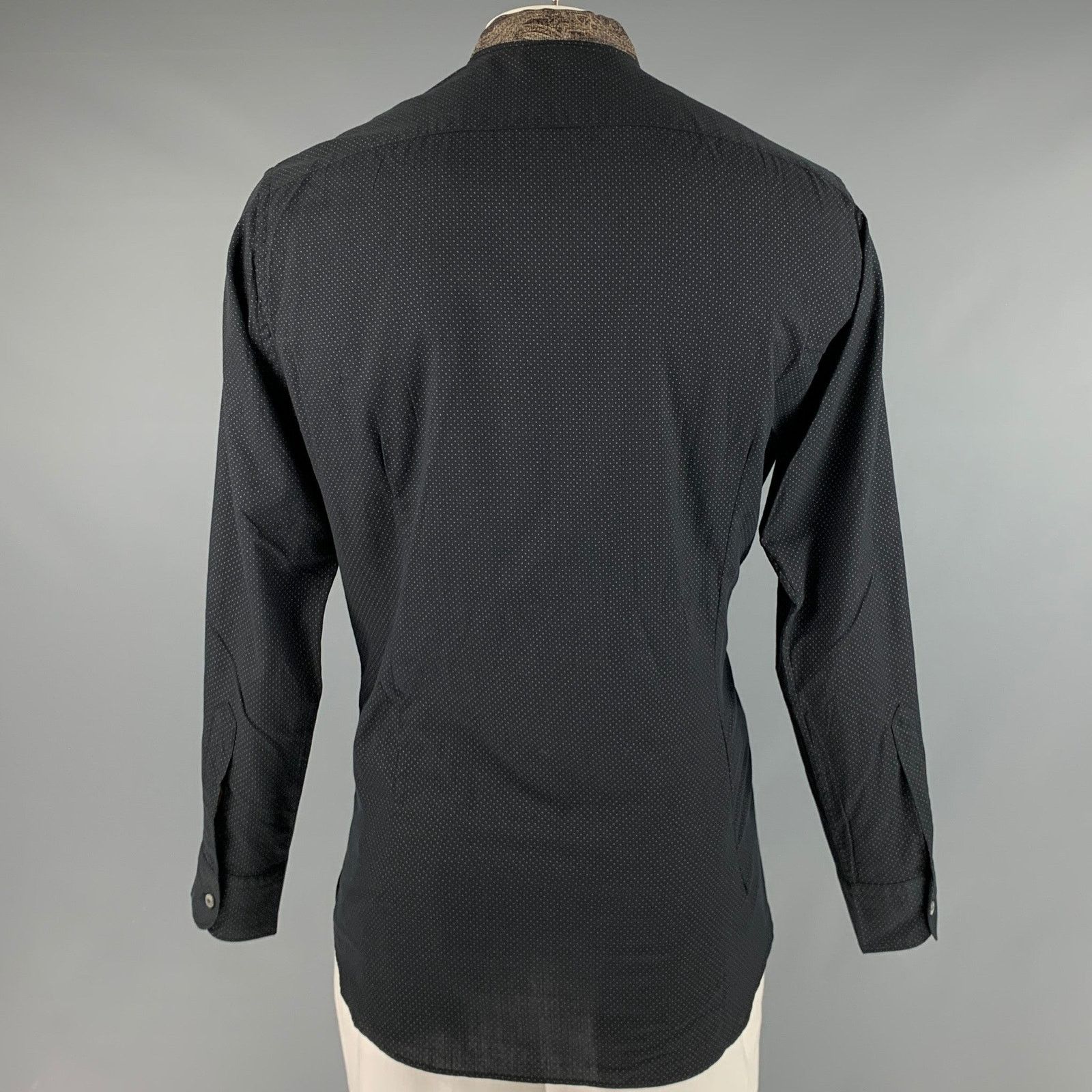 Etro Size L Black Brown Dots Wool Collarless Long Sleeve Shirt Size US L / EU 52-54 / 3 - 4 Thumbnail