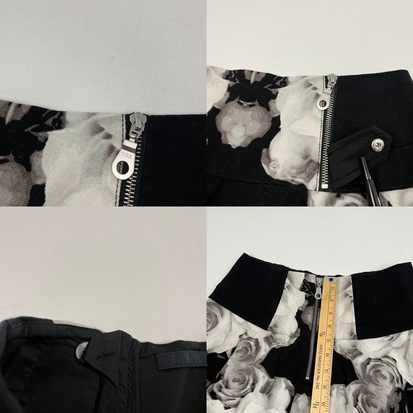 L.A.M.B. VINTAGE L.A.M.B Gwen Stefani Mini Skirt Womens Sz 2 W27 L20 Black Gray Floral Canvas Y2K Size 26" / US 2 / IT 38 - 8 Thumbnail