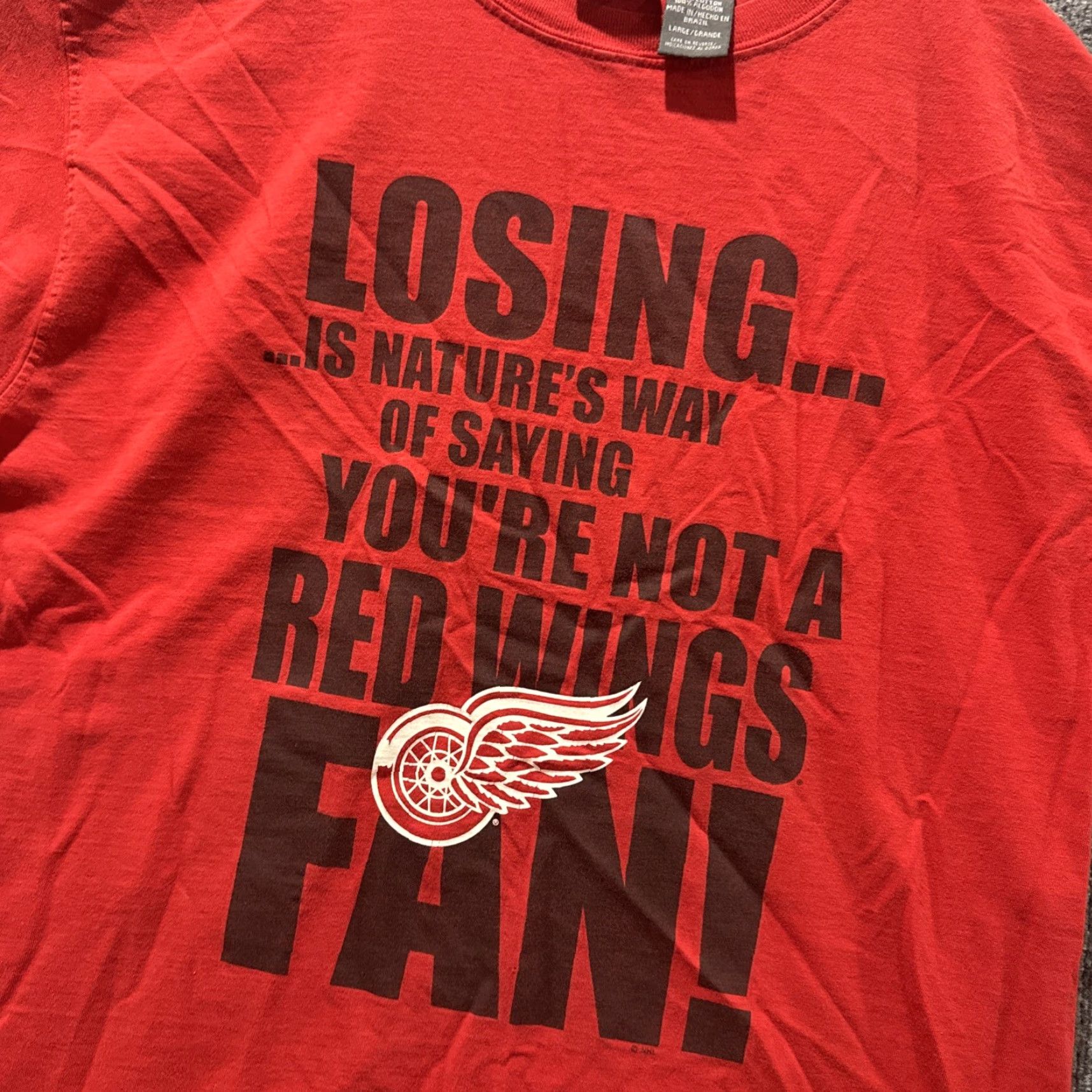 Vintage Active T-Shirt Mens Large L Red Losing Is Nature’s Way Of Saying You’re Not A Red Wings Fan Mens Red Wings Fan T-Shirt Mens Large L Size US L / EU 52-54 / 3 - 2 Thumbnail