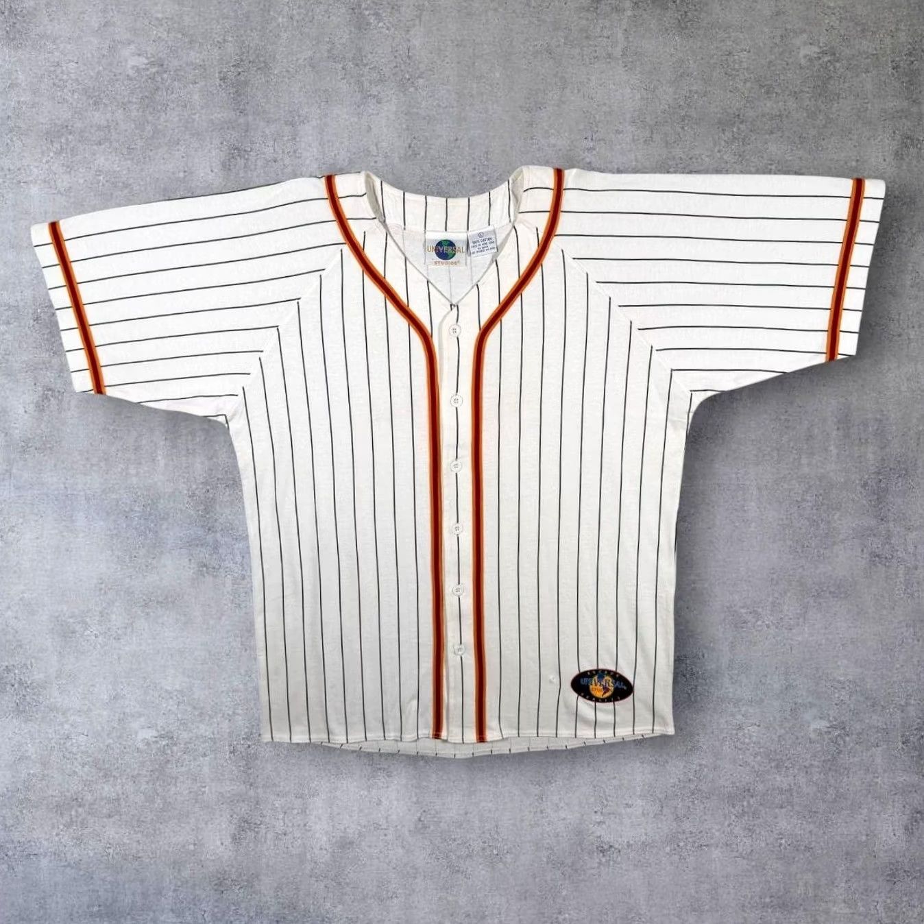 Vintage VINTAGE Universal Studios Hollywood Pinstripe Cotton Baseball Jersey Shirt Large XL Mens White Pinstripe Hollywood 90s Size US L / EU 52-54 / 3 - 2 Thumbnail