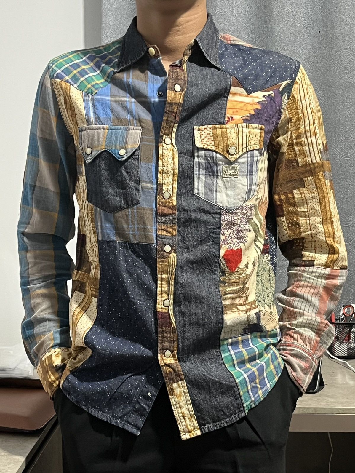 Polo Ralph Lauren denim & supply ralph lauren patchwork button up shirt Size US M / EU 48-50 / 2 - 2 Thumbnail