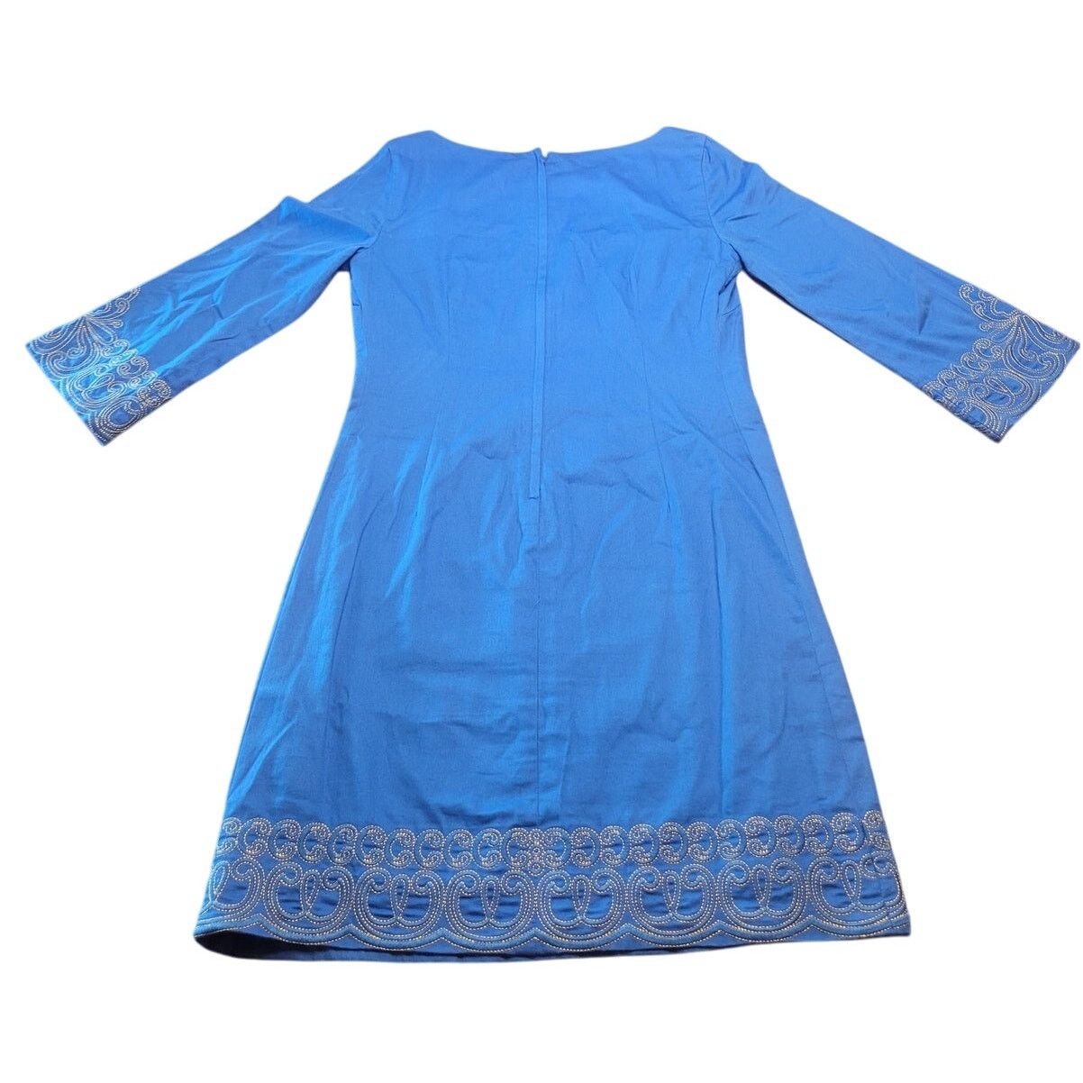 Lilly Pulitzer Shauna Tunic Dress Blue Gold Embroidered 2